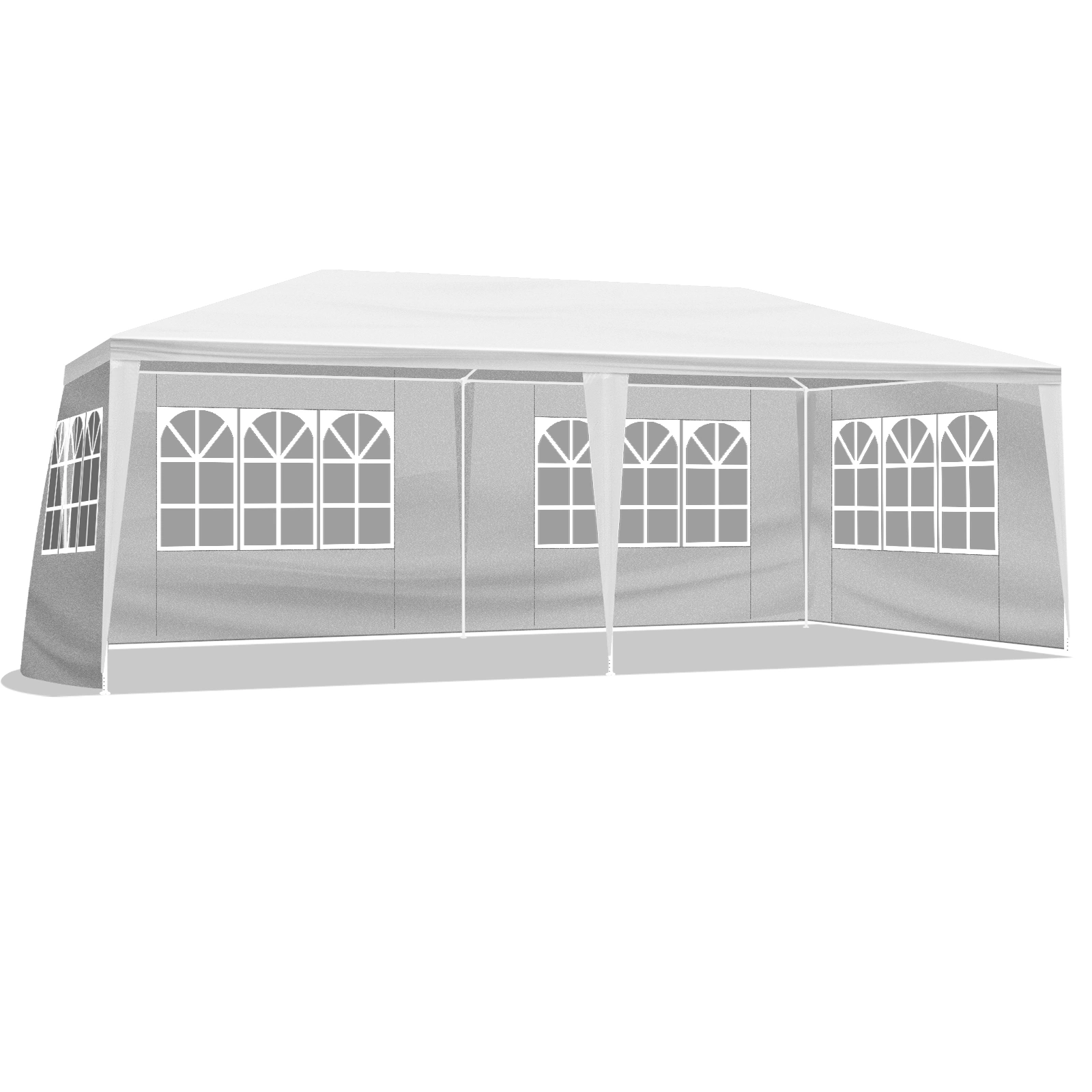 10'x20' Outdoor Party Tent Gazebo with 4 Removable Sidewalls, Waterproof Canopy for Patio Wedding Events, White view 3