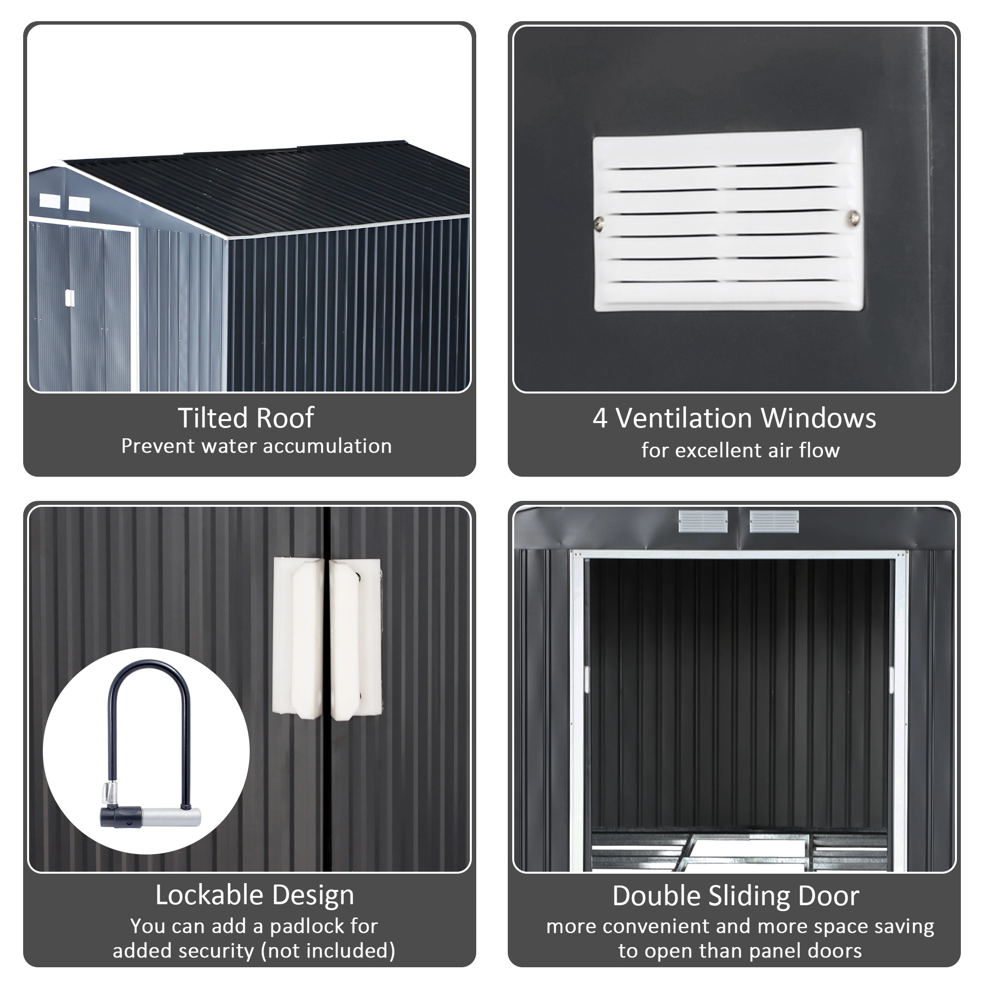 Weather Resistant Garden Shed Outdoor Storage Cabinet with Reinforced Base for Patio view 2
