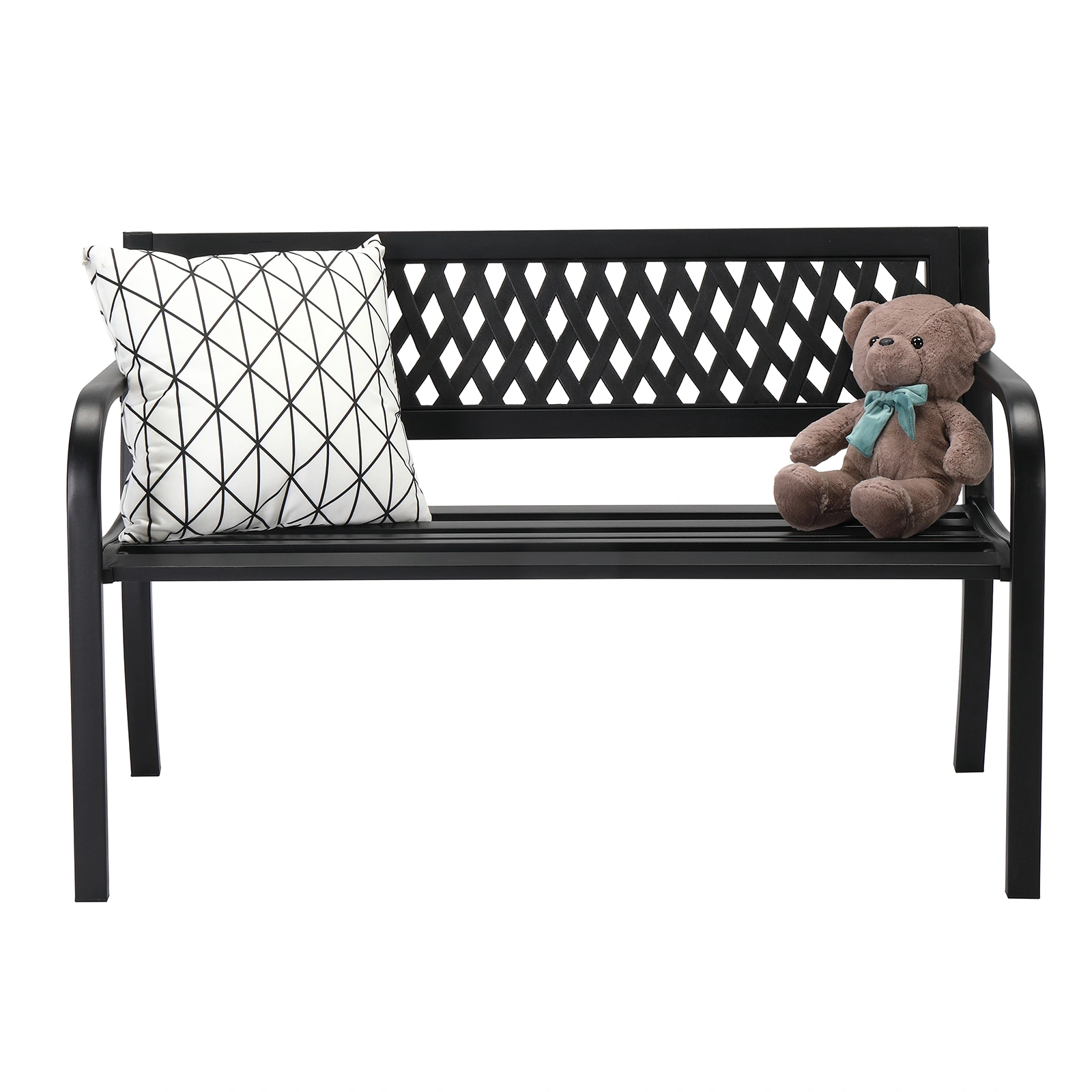 47in PVC Mesh Backrest Iron Bench Black view 13