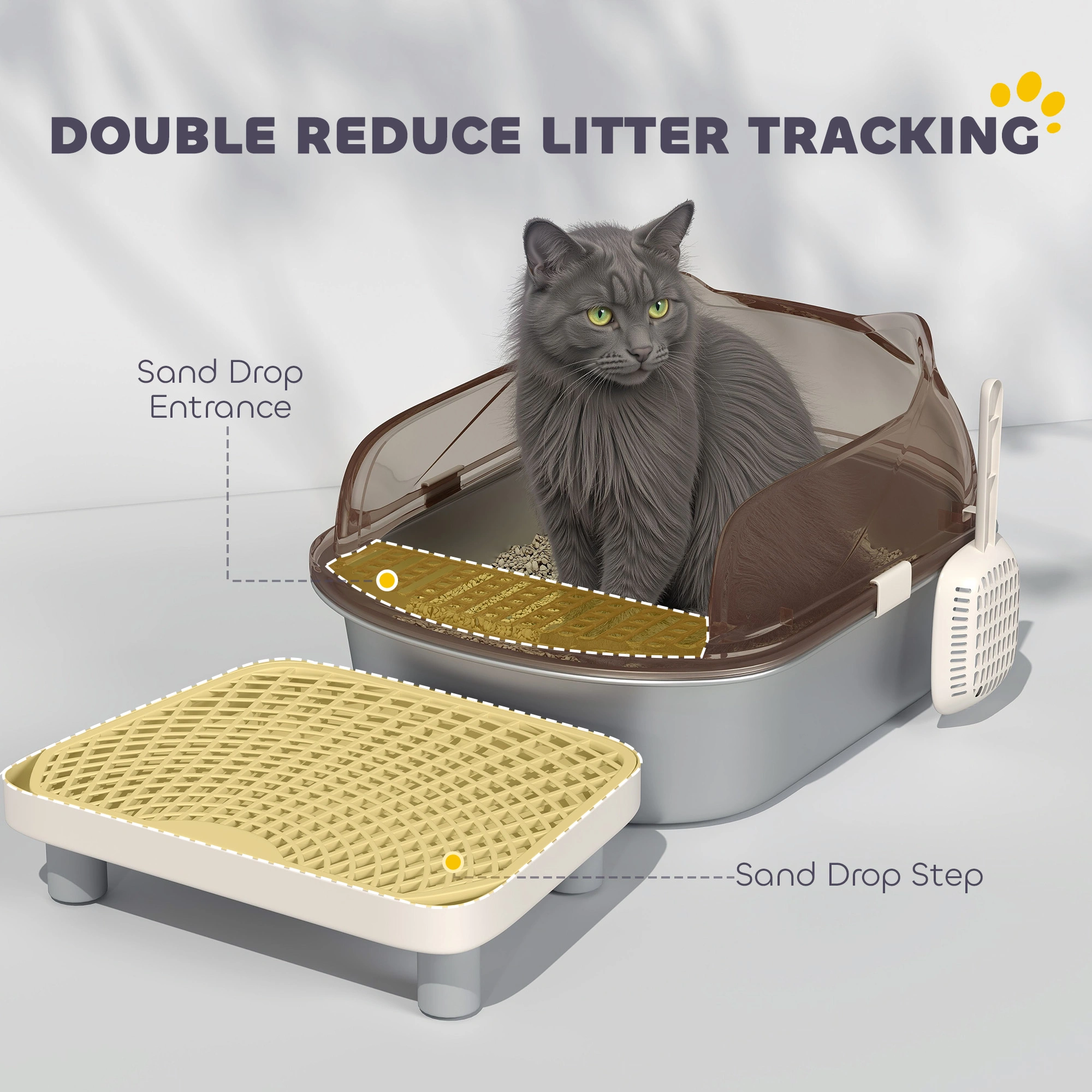Modern Cat Litter Box with Lid, Large Self-Cleaning Litter Box for Cats, Odor Control Design view 3