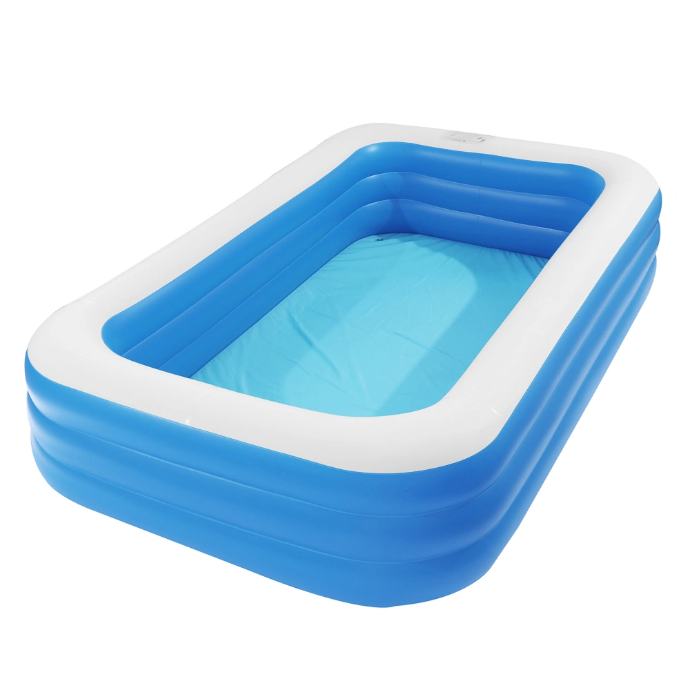 Inflatable Pool 302x183x59cm, Large Family Splash Pool for Kids & Adults, Blue view 2