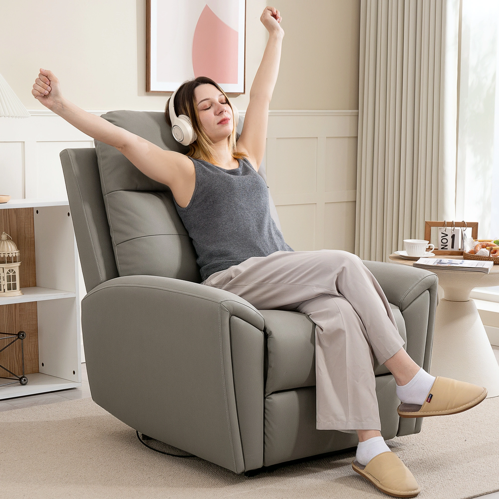 Modern Upholstered Sofa Chair, Accent Lounge Chair with Padded Seat, Compact Armless Reading Chair for Bedroom Living Room