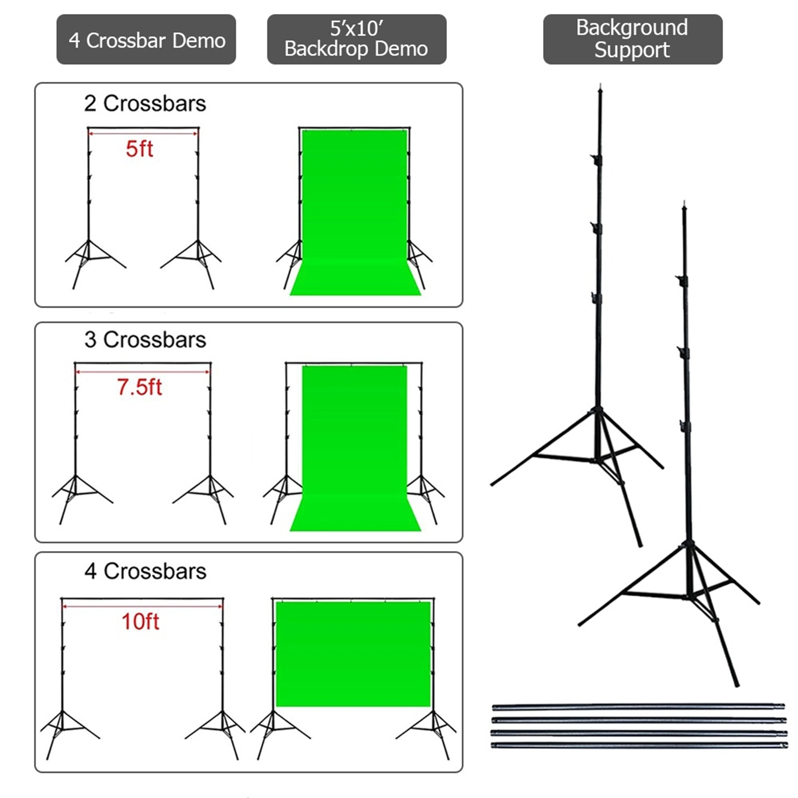 2*3M Backdrop Support Stand Set 3 Fish Mouth Clips Black(Do Not Sell on Amazon) view 24