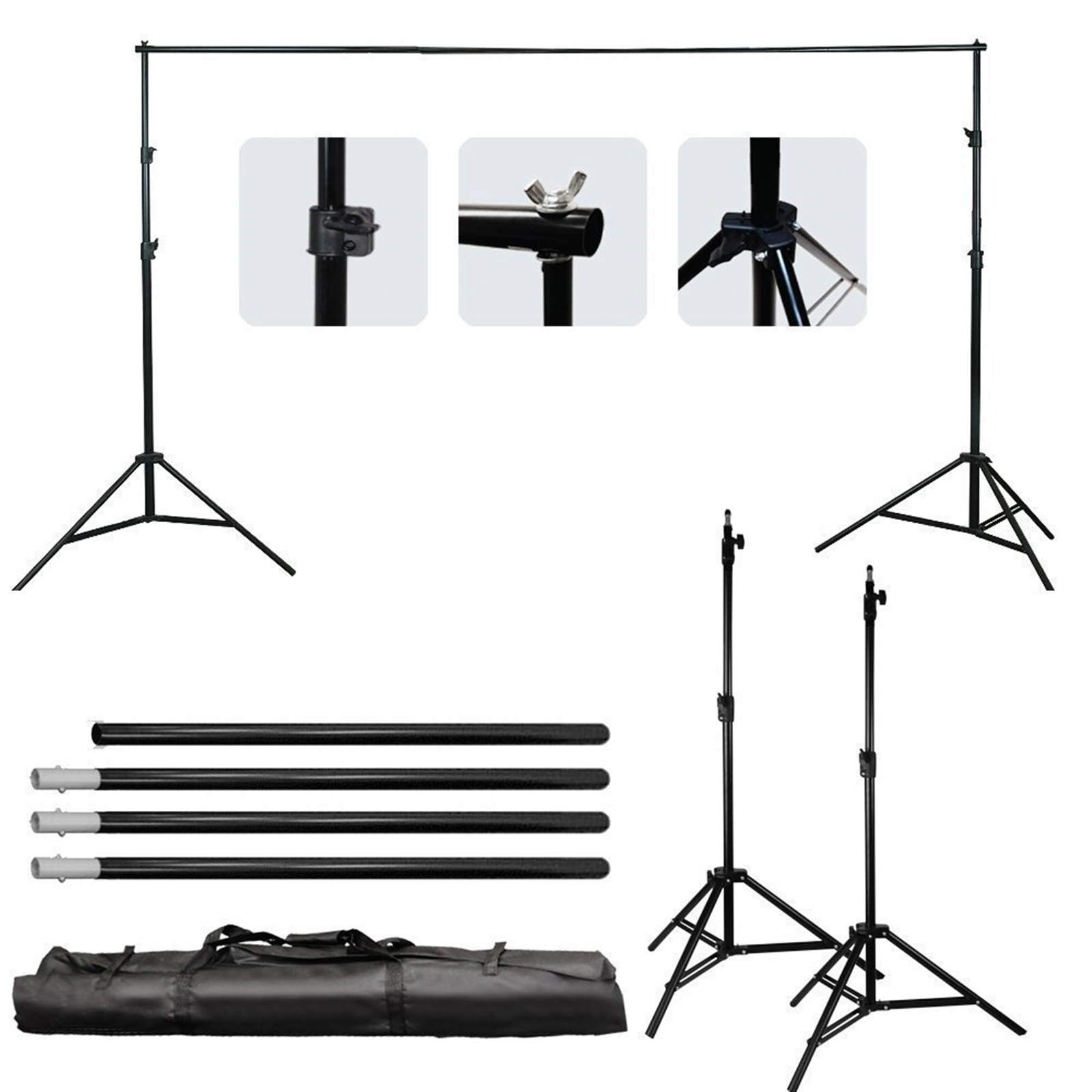 2*3M Backdrop Support Stand Set 3 Fish Mouth Clips Black(Do Not Sell on Amazon) view 25