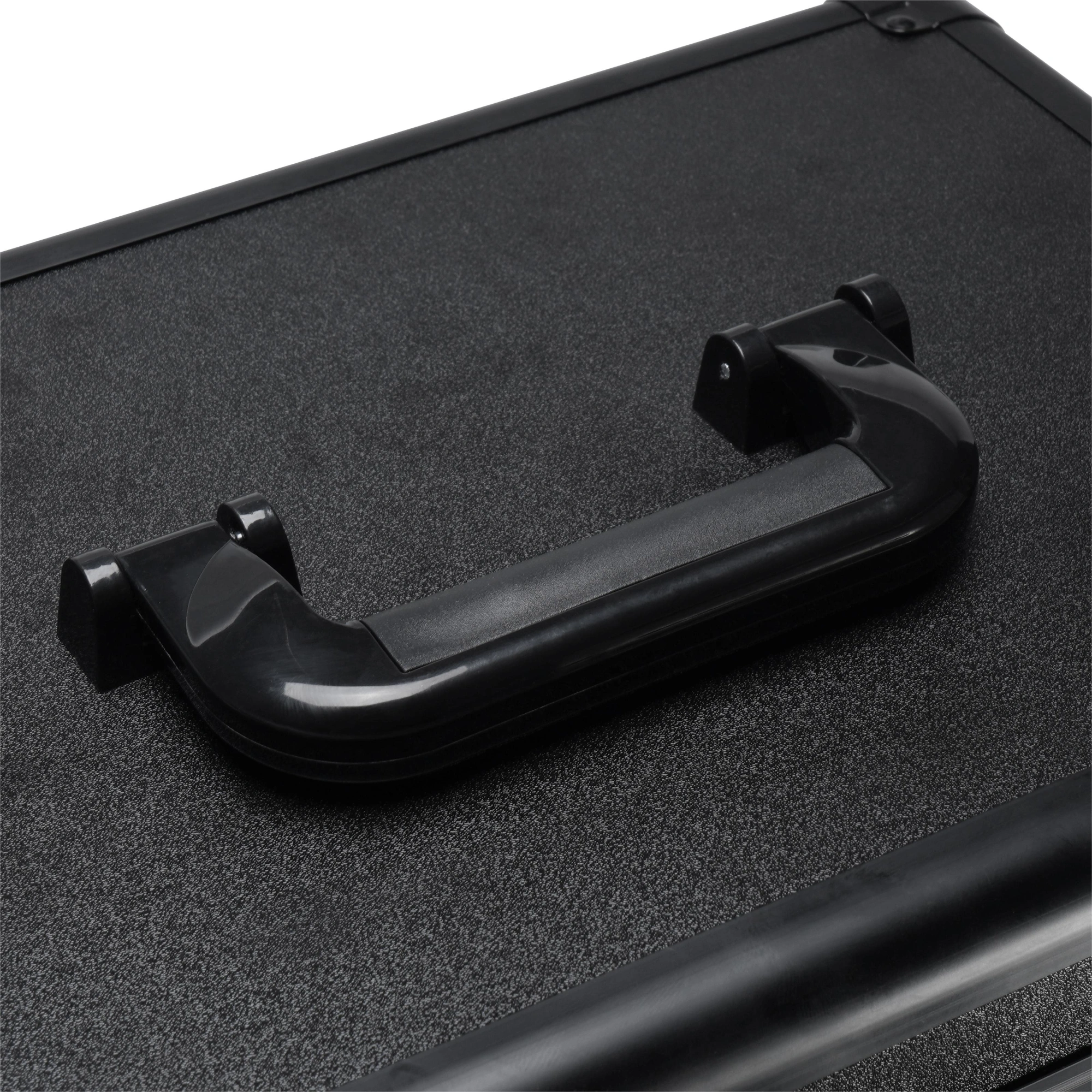4-in-1 Draw-bar Style Interchangeable Aluminum Rolling Makeup Case-BLACK view 3