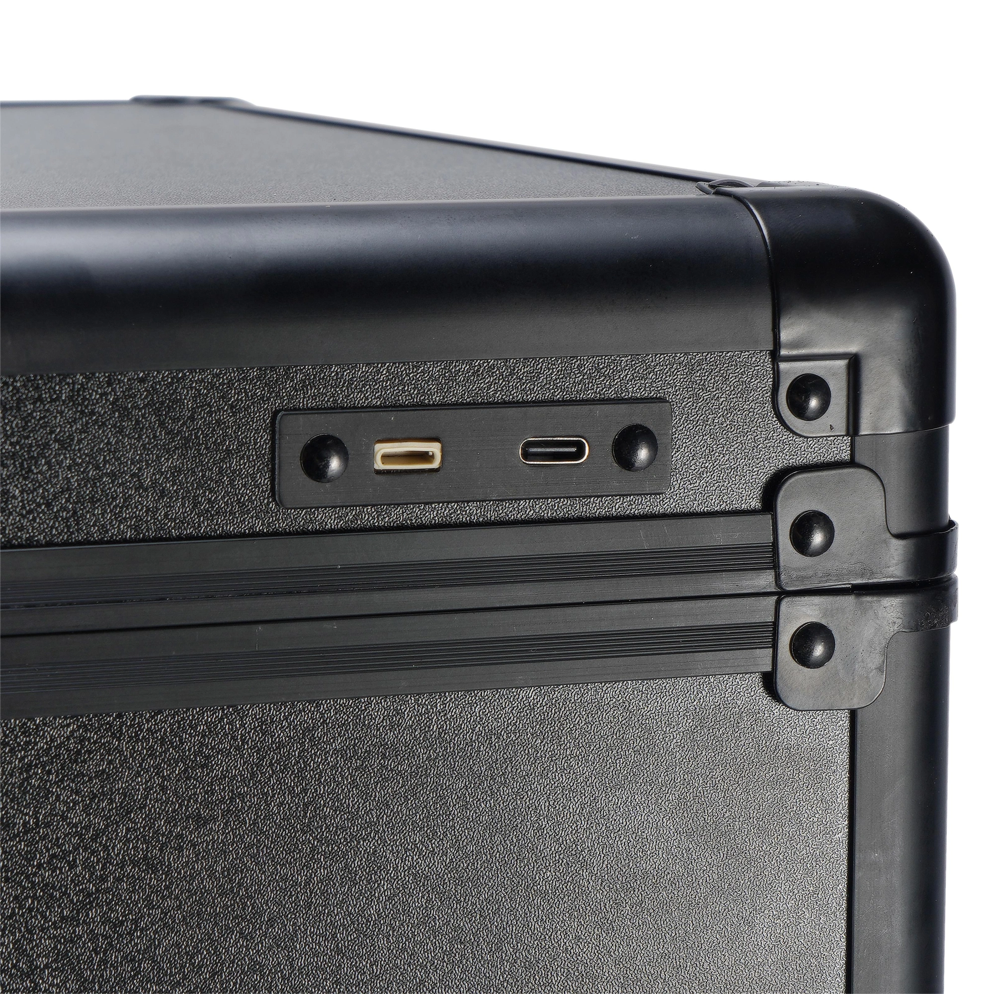4-in-1 Draw-bar Style Interchangeable Aluminum Rolling Makeup Case-BLACK view 4