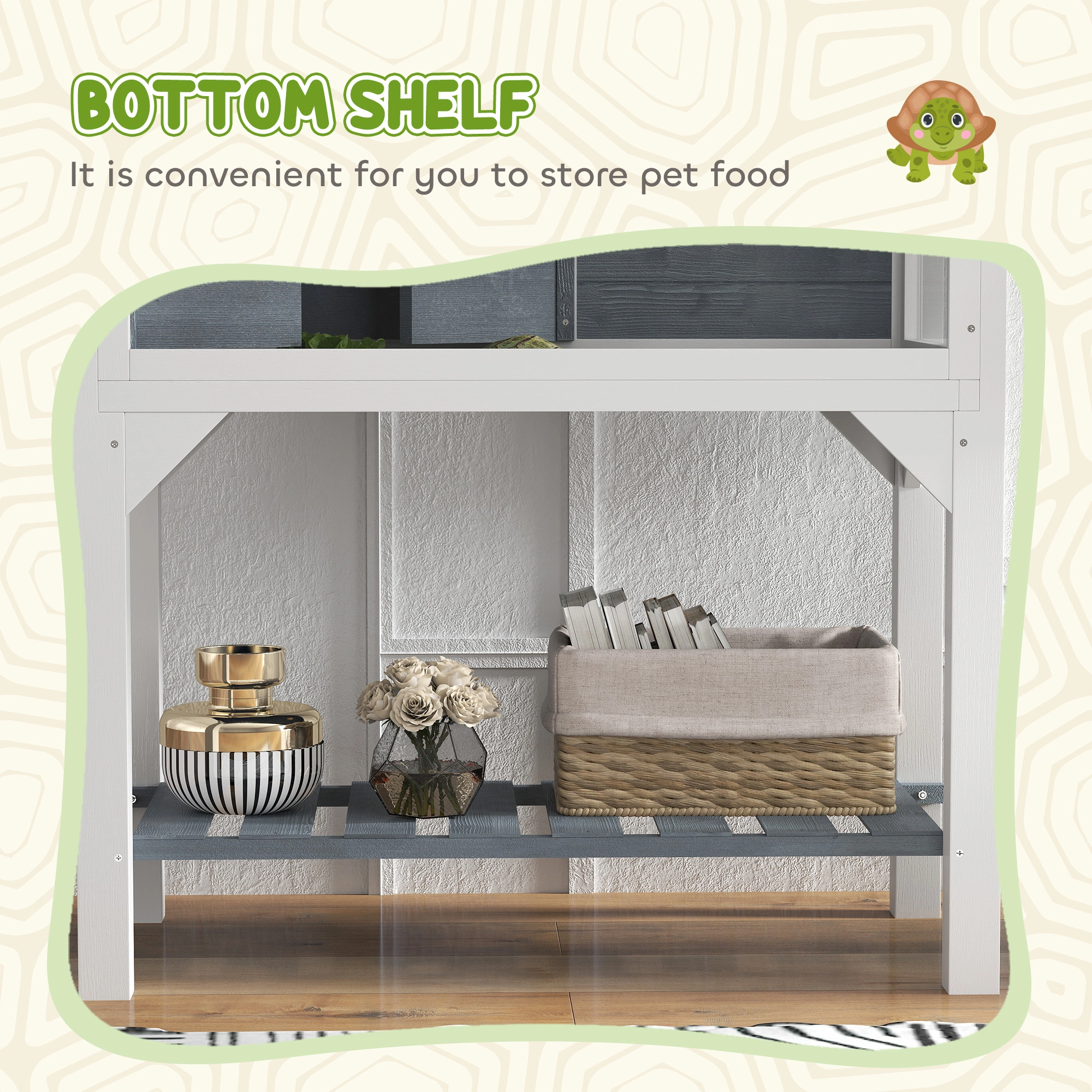 Turtle Cage Tortoise House for Aquatic Turtles, Reptile Terrarium Habitat with Basking Platform, Indoor Outdoor Turtle Home view 3