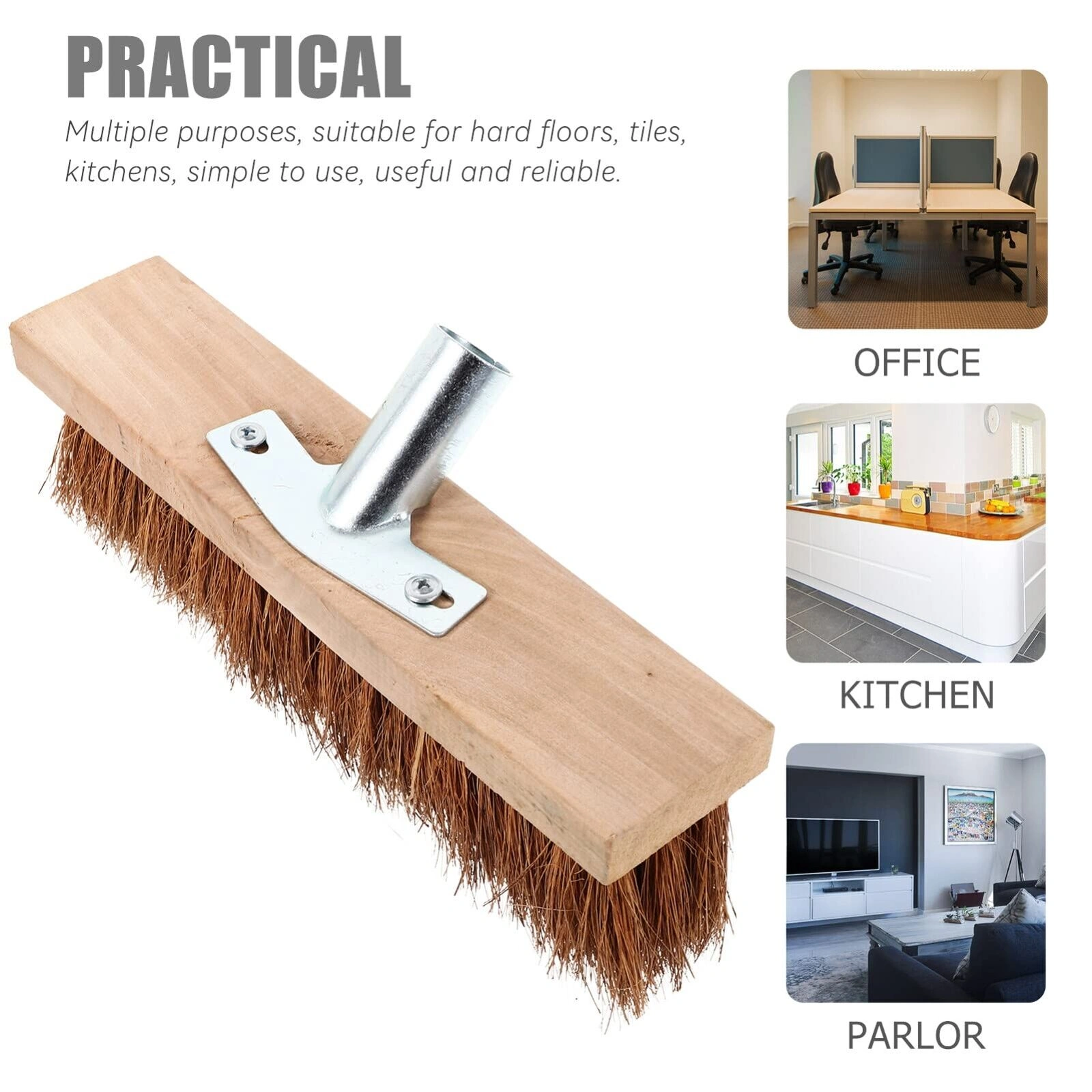 Heavy Duty Garden Broom, Extra Large Outdoor Sweeping Brush with Rigid Wire Bristles and Long Handle view 2