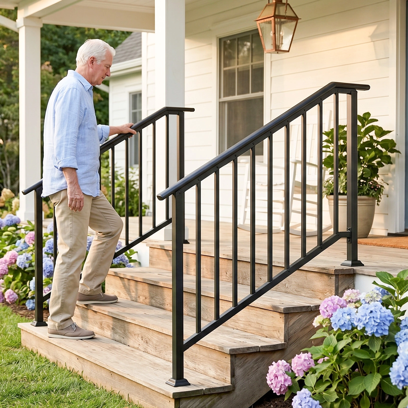 Handrails for Outdoor Steps Fits 4 to 5 Steps view 10