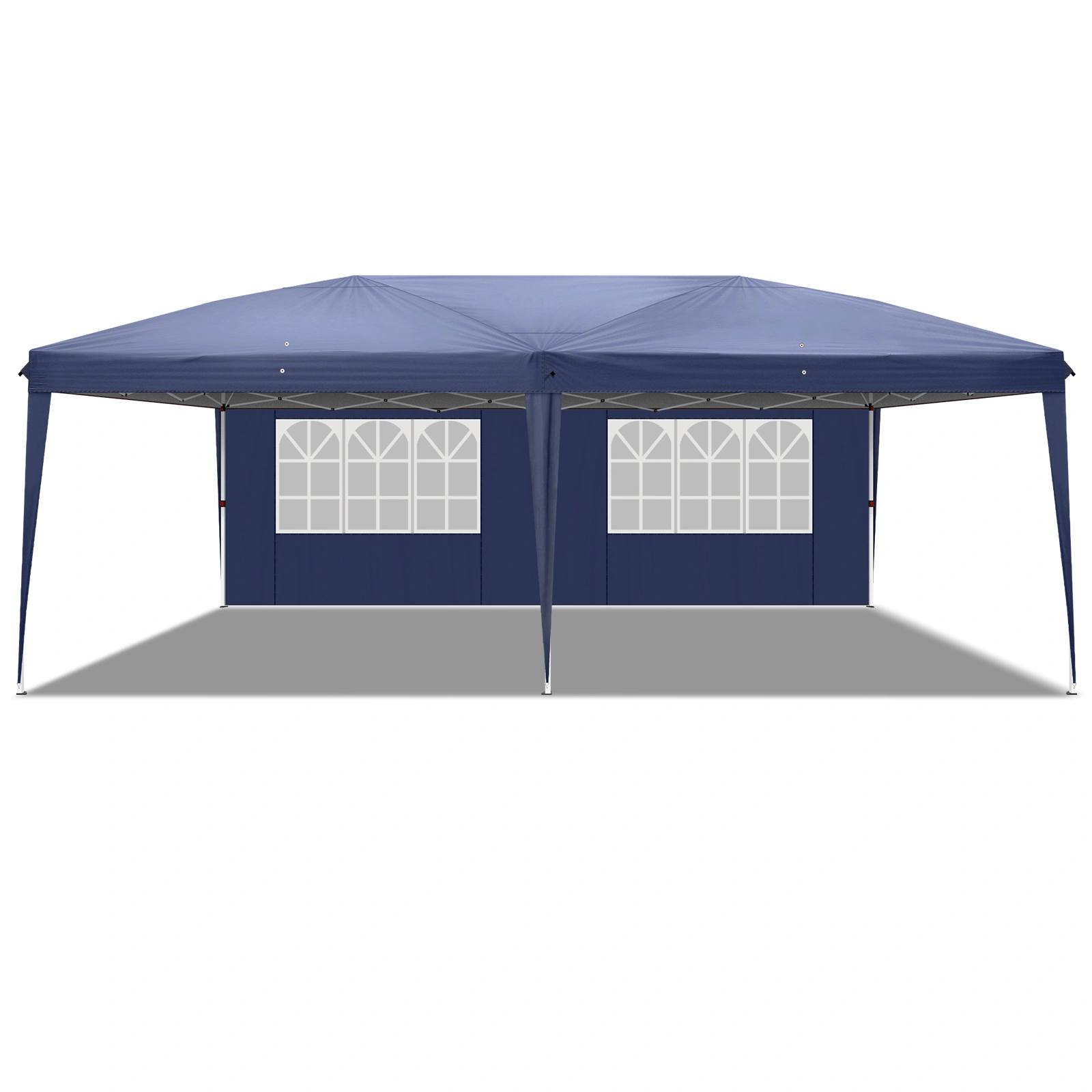 10'x20' Instant Pop Up Canopy Tent Blue, 6 Side Panels 2 Doors 4 Mesh Windows, 28/22mm Powder Coated Steel Frame, 10x20mm Crossbar, 210D Oxford Outdoor Folding Tent with Carry Bag, No Sandbags view 11