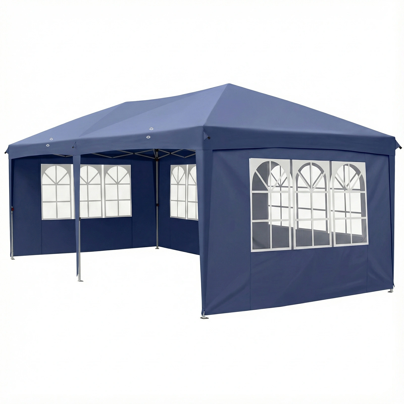 10'x20' Instant Pop Up Canopy Tent Blue, 6 Side Panels 2 Doors 4 Mesh Windows, 28/22mm Powder Coated Steel Frame, 10x20mm Crossbar, 210D Oxford Outdoor Folding Tent with Carry Bag, No Sandbags view 13