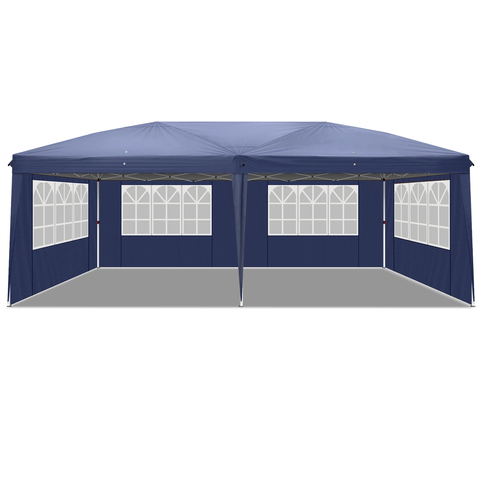 10'x20' Instant Pop Up Canopy Tent Blue, 6 Side Panels 2 Doors 4 Mesh Windows, 28/22mm Powder Coated Steel Frame, 10x20mm Crossbar, 210D Oxford Outdoor Folding Tent with Carry Bag, No Sandbags view 16