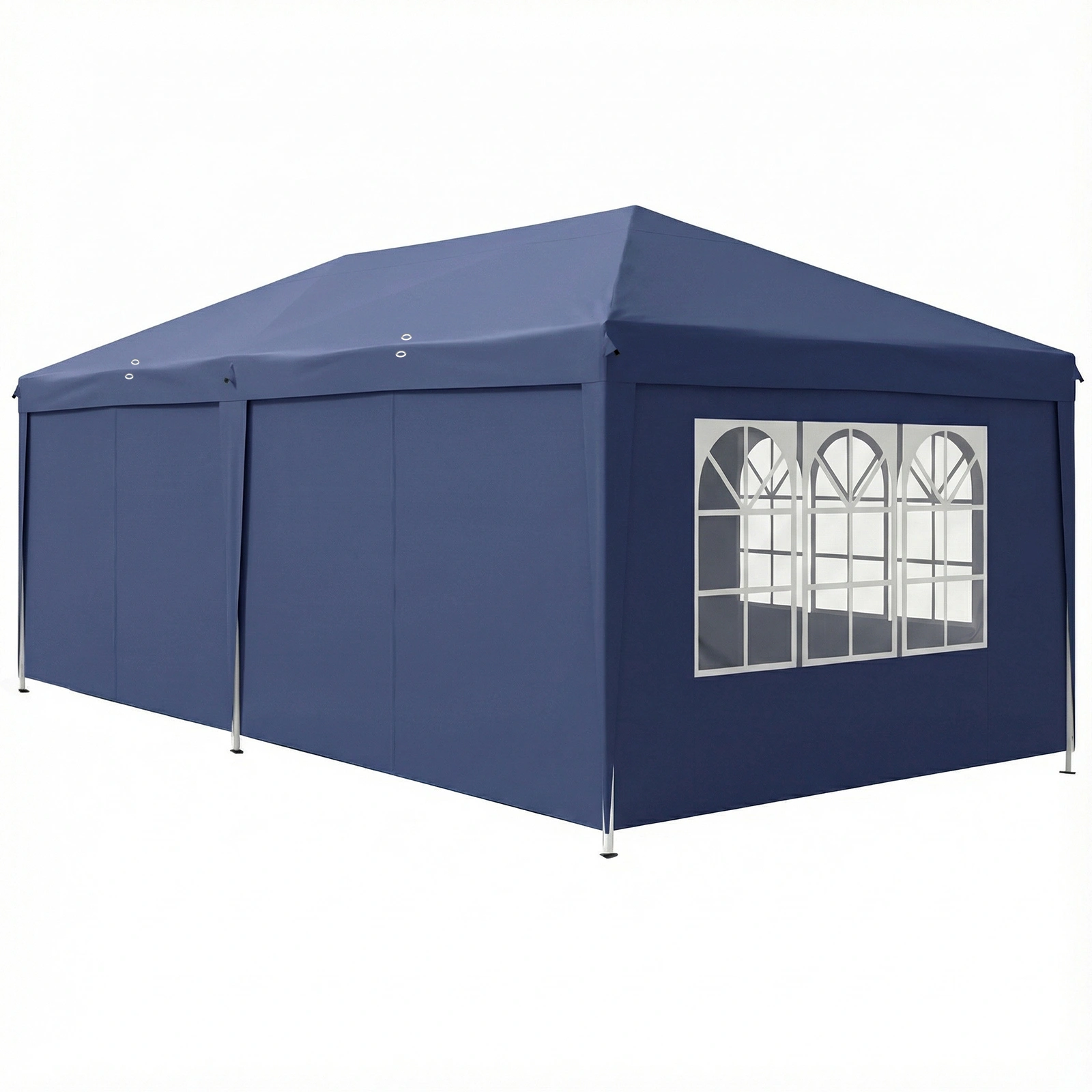10'x20' Instant Pop Up Canopy Tent Blue, 6 Side Panels 2 Doors 4 Mesh Windows, 28/22mm Powder Coated Steel Frame, 10x20mm Crossbar, 210D Oxford Outdoor Folding Tent with Carry Bag, No Sandbags view 17