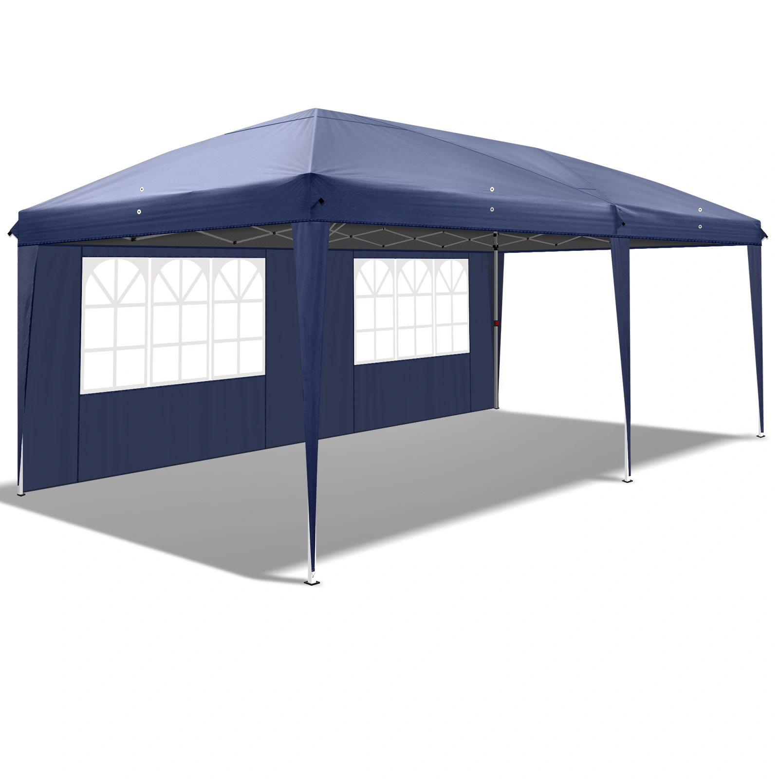 10'x20' Instant Pop Up Canopy Tent Blue, 6 Side Panels 2 Doors 4 Mesh Windows, 28/22mm Powder Coated Steel Frame, 10x20mm Crossbar, 210D Oxford Outdoor Folding Tent with Carry Bag, No Sandbags view 18