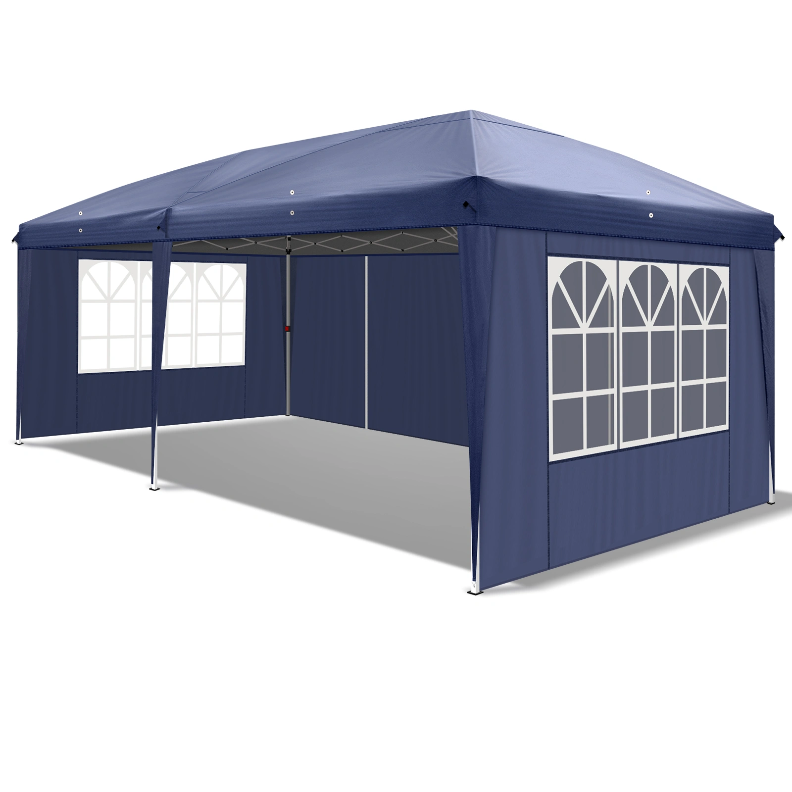 10'x20' Instant Pop Up Canopy Tent Blue, 6 Side Panels 2 Doors 4 Mesh Windows, 28/22mm Powder Coated Steel Frame, 10x20mm Crossbar, 210D Oxford Outdoor Folding Tent with Carry Bag, No Sandbags view 19