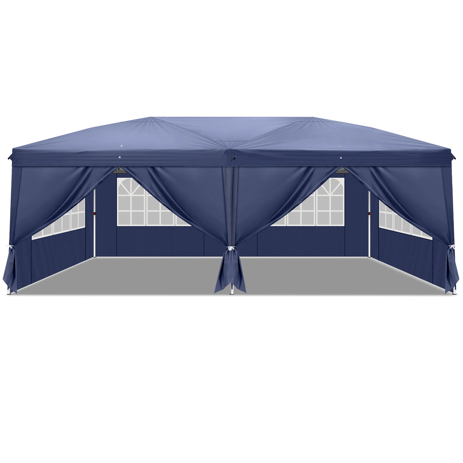10'x20' Instant Pop Up Canopy Tent Blue, 6 Side Panels 2 Doors 4 Mesh Windows, 28/22mm Powder Coated Steel Frame, 10x20mm Crossbar, 210D Oxford Outdoor Folding Tent with Carry Bag, No Sandbags view 20