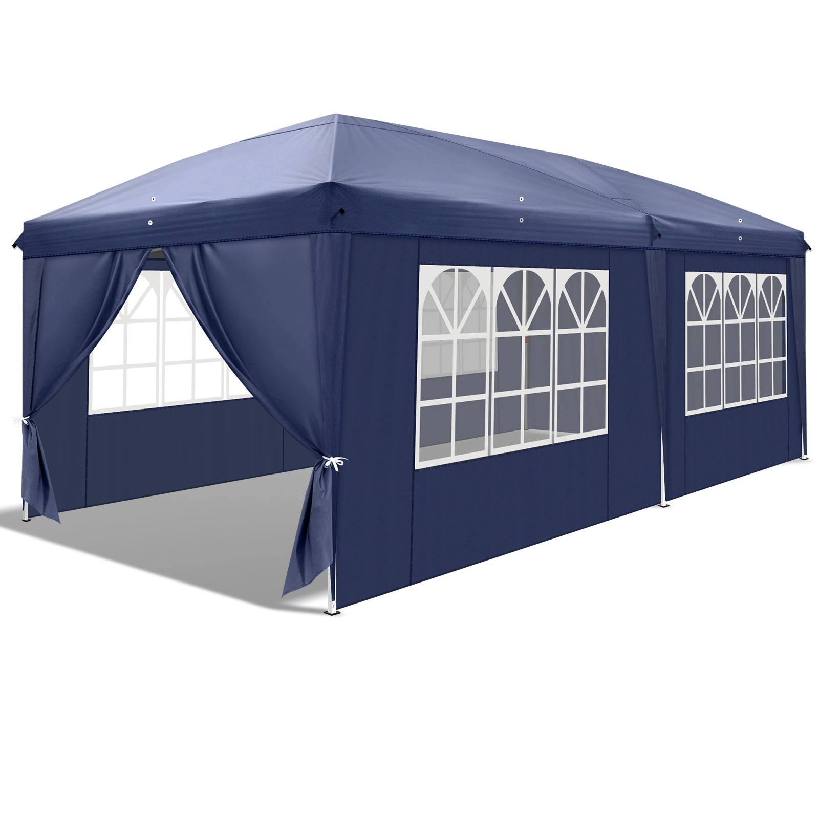 10'x20' Instant Pop Up Canopy Tent Blue, 6 Side Panels 2 Doors 4 Mesh Windows, 28/22mm Powder Coated Steel Frame, 10x20mm Crossbar, 210D Oxford Outdoor Folding Tent with Carry Bag, No Sandbags view 21