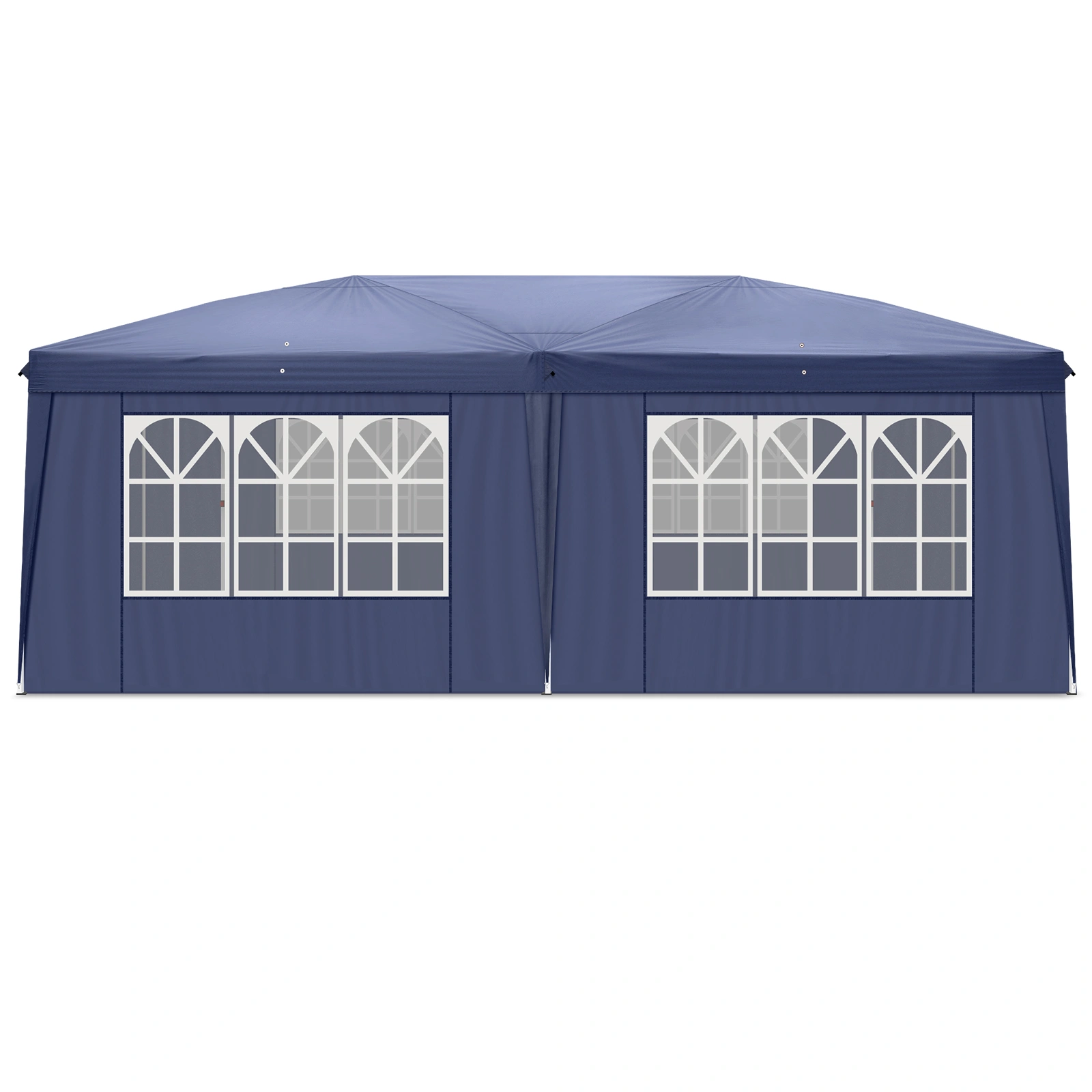 10'x20' Instant Pop Up Canopy Tent Blue, 6 Side Panels 2 Doors 4 Mesh Windows, 28/22mm Powder Coated Steel Frame, 10x20mm Crossbar, 210D Oxford Outdoor Folding Tent with Carry Bag, No Sandbags view 23