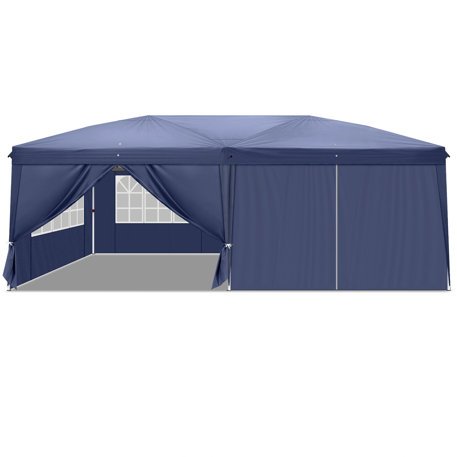10'x20' Instant Pop Up Canopy Tent Blue, 6 Side Panels 2 Doors 4 Mesh Windows, 28/22mm Powder Coated Steel Frame, 10x20mm Crossbar, 210D Oxford Outdoor Folding Tent with Carry Bag, No Sandbags view 24