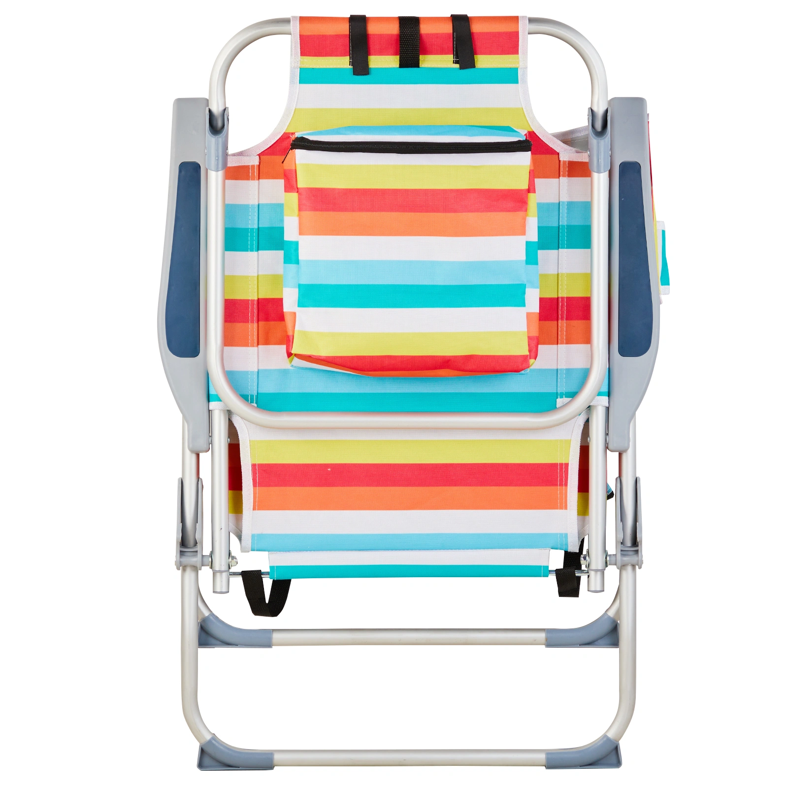 63*70*99cm Heightened Oxford Cloth Silver White Aluminum Tube Bearing 100kg Beach Chair Rainbow Stripes view 11