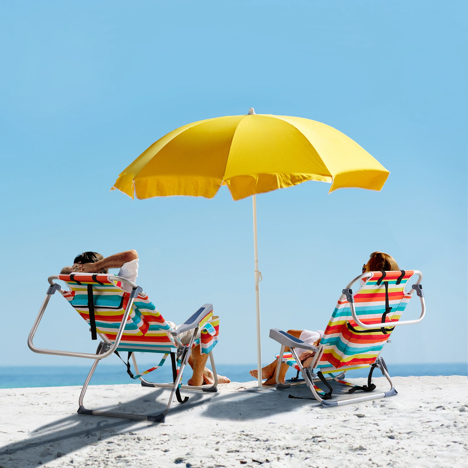 63*70*99cm Heightened Oxford Cloth Silver White Aluminum Tube Bearing 100kg Beach Chair Rainbow Stripes view 8