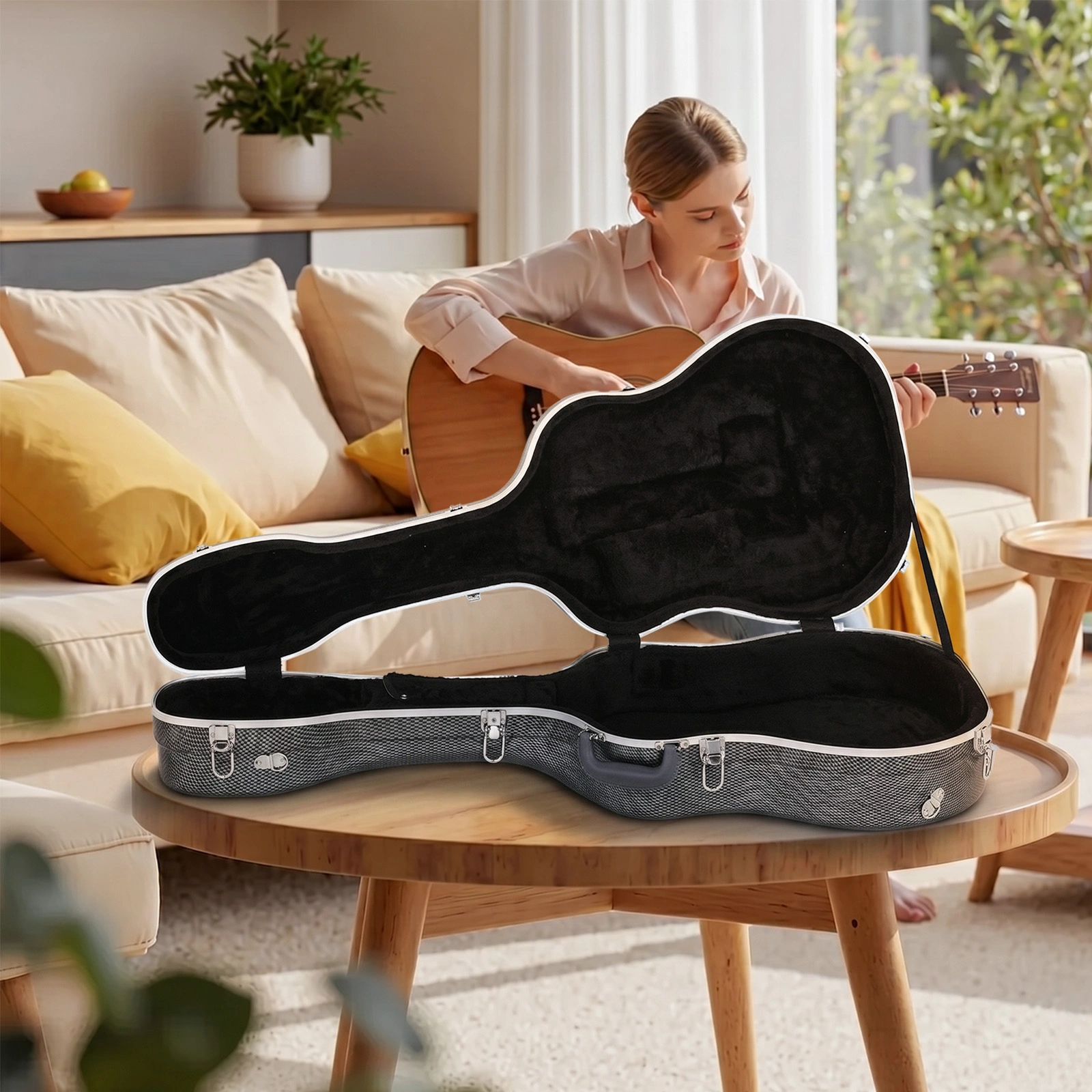 41" Folk Guitar ABS Molded Carrying Case Fits Most Acoustic Guitars Microgroove Grayish Blue view 10