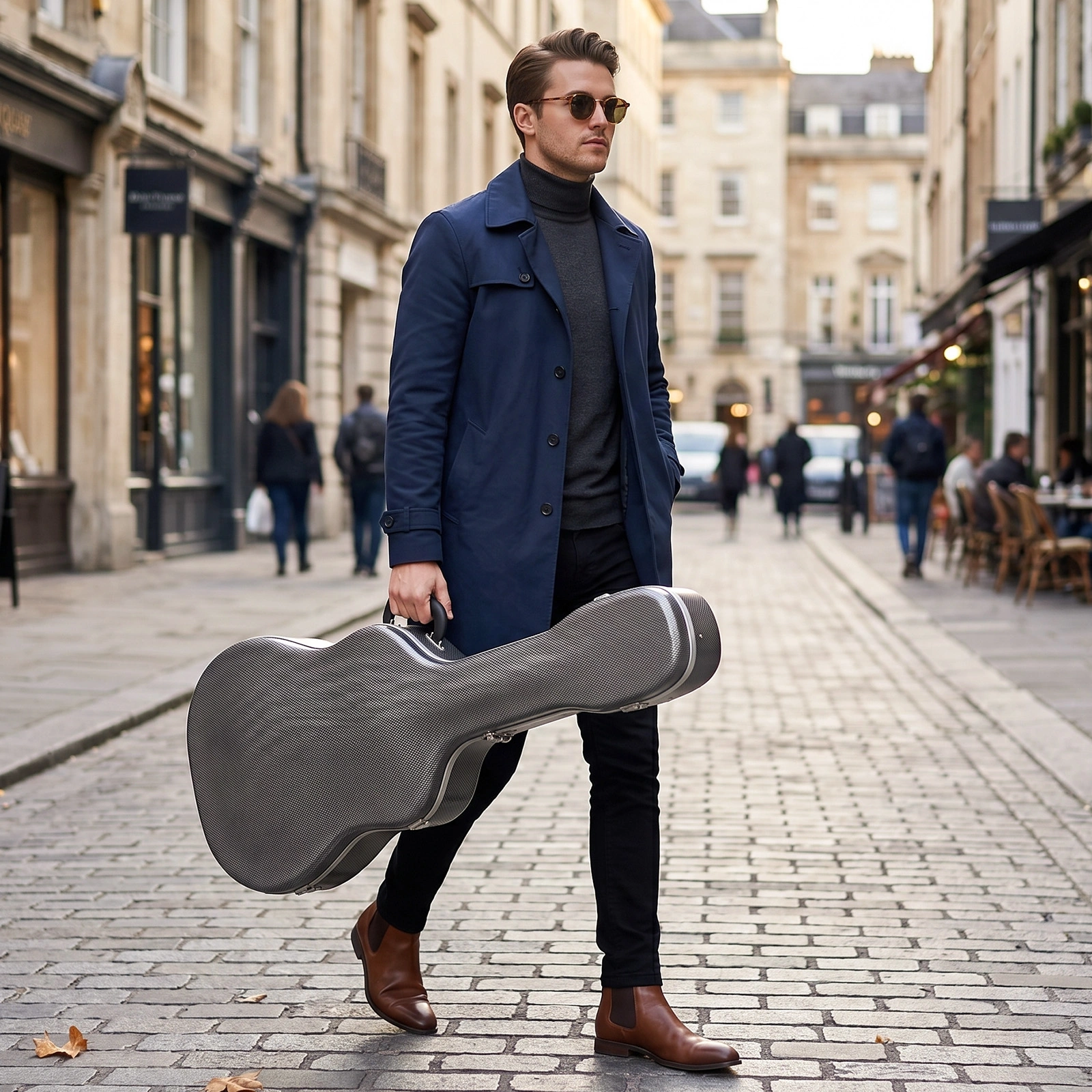 41" Folk Guitar ABS Molded Carrying Case Fits Most Acoustic Guitars Microgroove Grayish Blue view 11