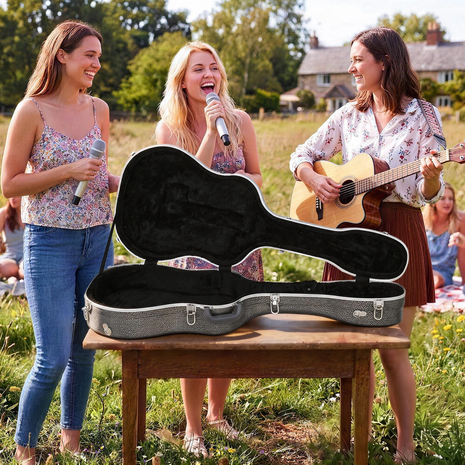 41" Folk Guitar ABS Molded Carrying Case Fits Most Acoustic Guitars Microgroove Grayish Blue view 9