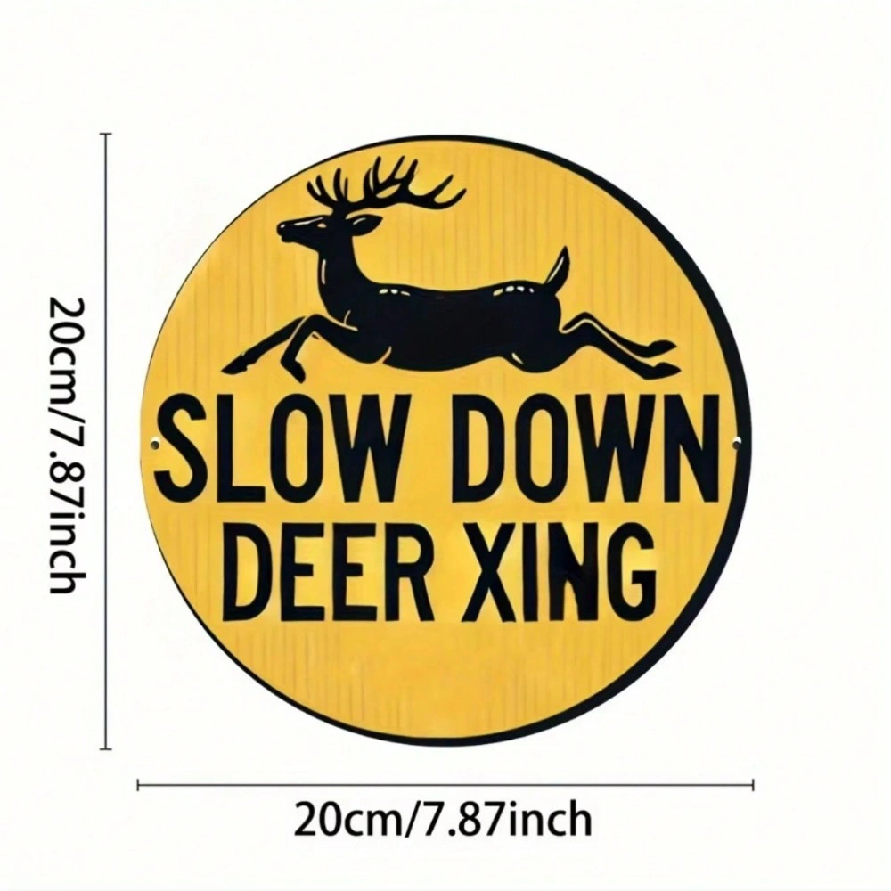 CIFbuy Metal Slow Deer Crossing Sign Round Wall Art for Home Decor (TikTok, temu pick-up service) view 5