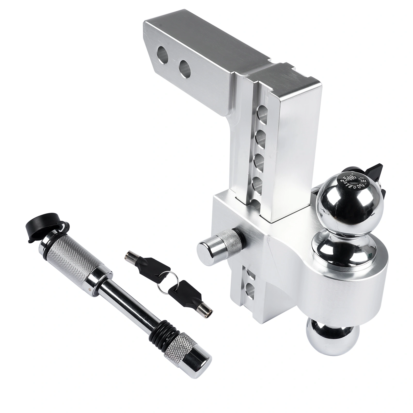 2" Receiver Trailer Hitch with 8" Drop/Rise, Adjustable, 12500 LBS, 2" & 2-5/16" Balls, Includes Anti-Theft Hitch Pin