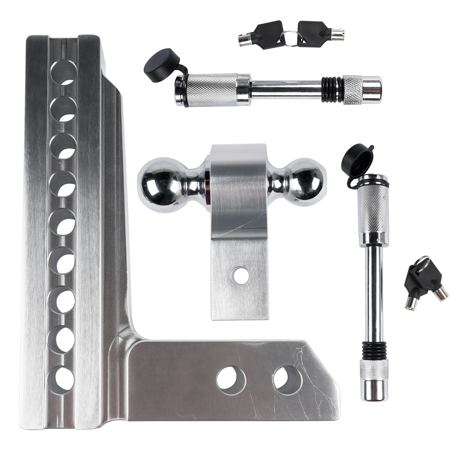 2" Receiver Trailer Hitch with 8" Drop/Rise, Adjustable, 12500 LBS, 2" & 2-5/16" Balls, Includes Anti-Theft Hitch Pin view 12