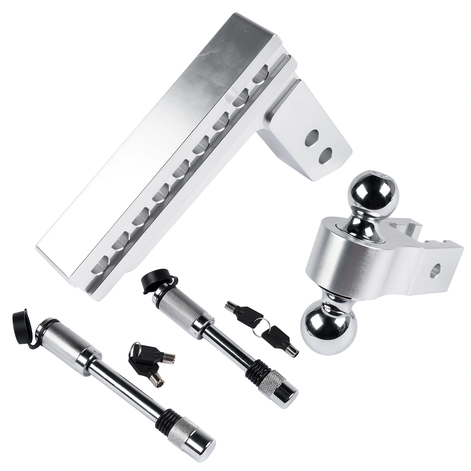 2" Receiver Trailer Hitch with 8" Drop/Rise, Adjustable, 12500 LBS, 2" & 2-5/16" Balls, Includes Anti-Theft Hitch Pin view 5