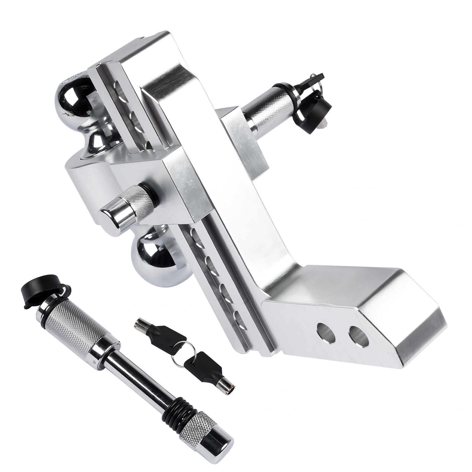 2" Receiver Trailer Hitch with 8" Drop/Rise, Adjustable, 12500 LBS, 2" & 2-5/16" Balls, Includes Anti-Theft Hitch Pin view 6