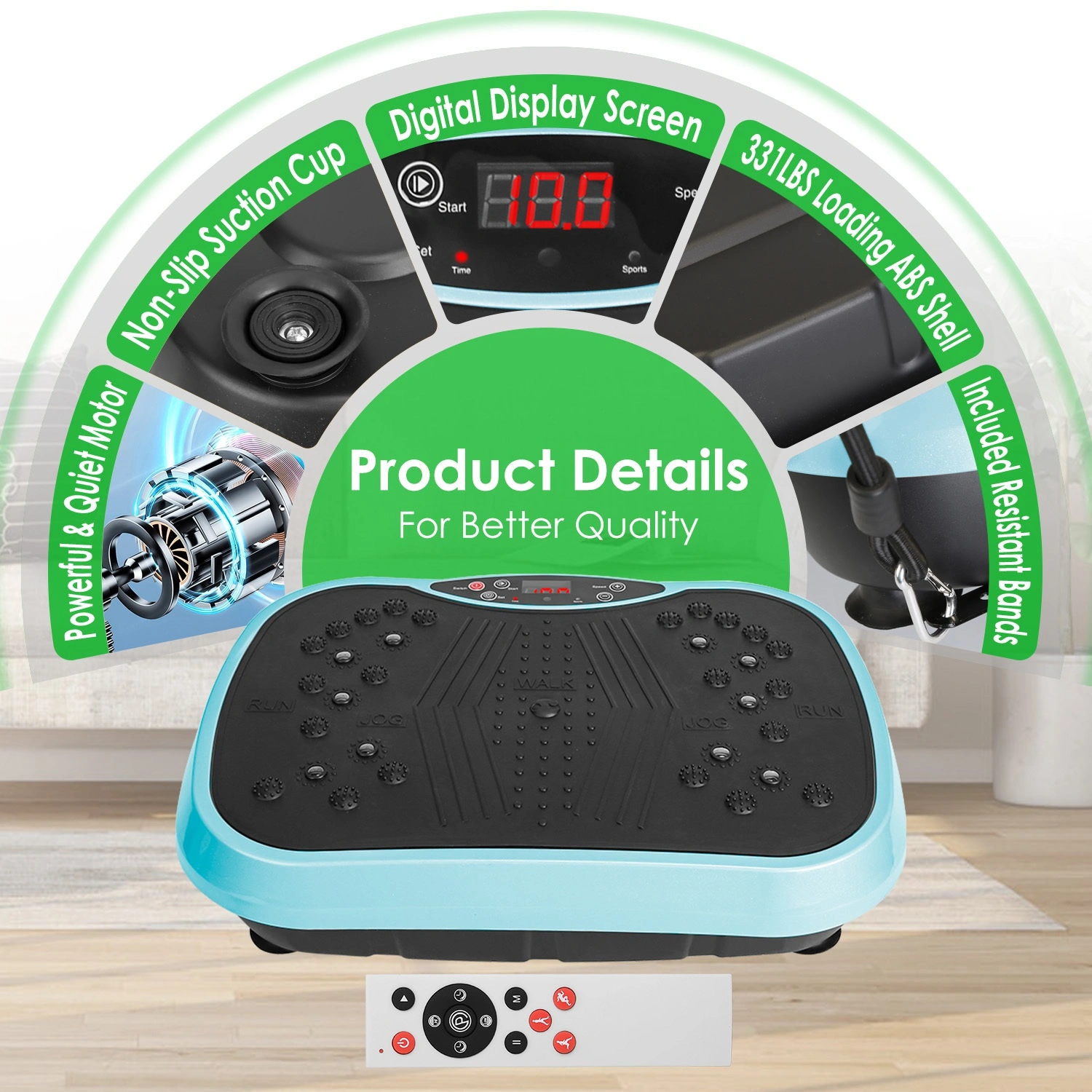 Vibration Exercise Machine With Resistant Bands Remote Control Whole Body Vibration Platform Workout Equipment Home Fitness Training Equipment For Weight Loss Fat Burner view 7