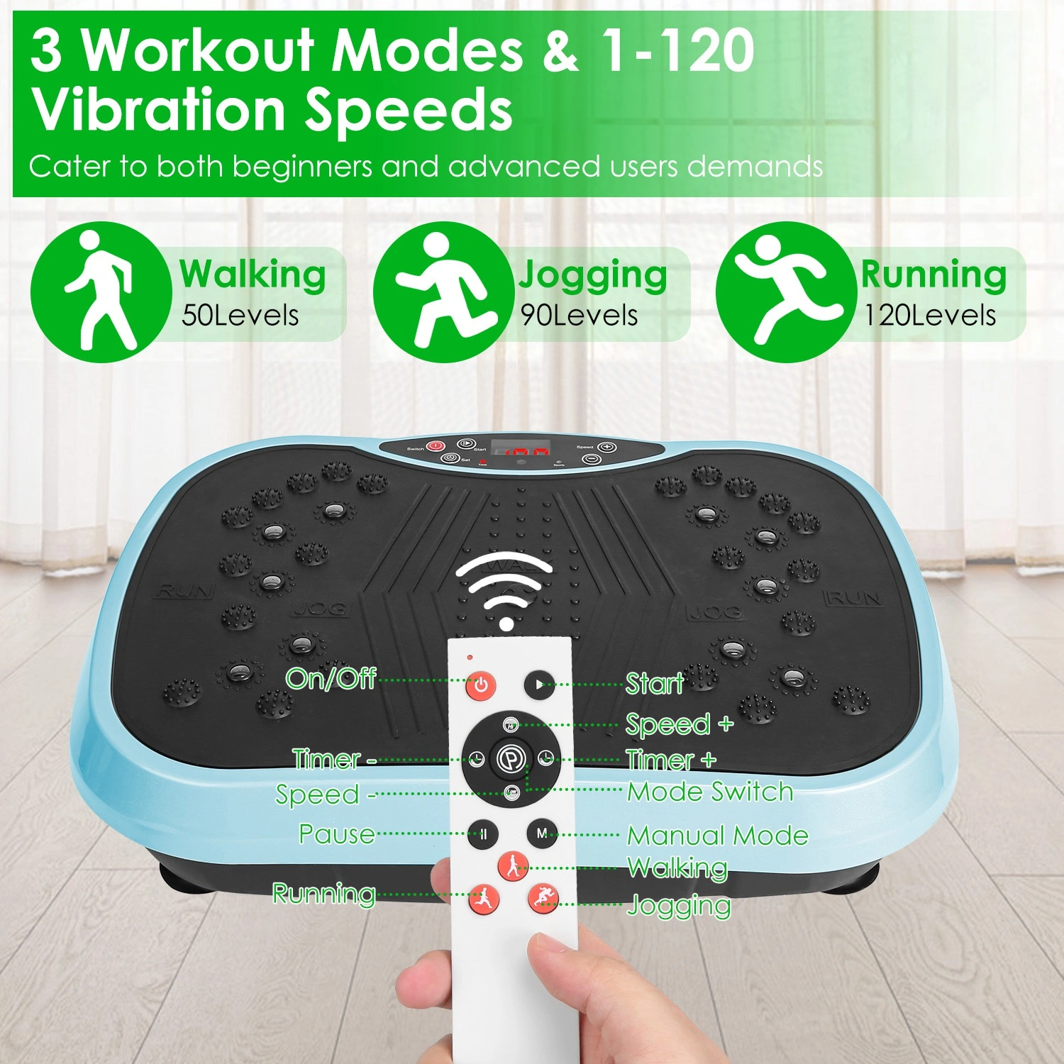 Vibration Exercise Machine With Resistant Bands Remote Control Whole Body Vibration Platform Workout Equipment Home Fitness Training Equipment For Weight Loss Fat Burner view 9