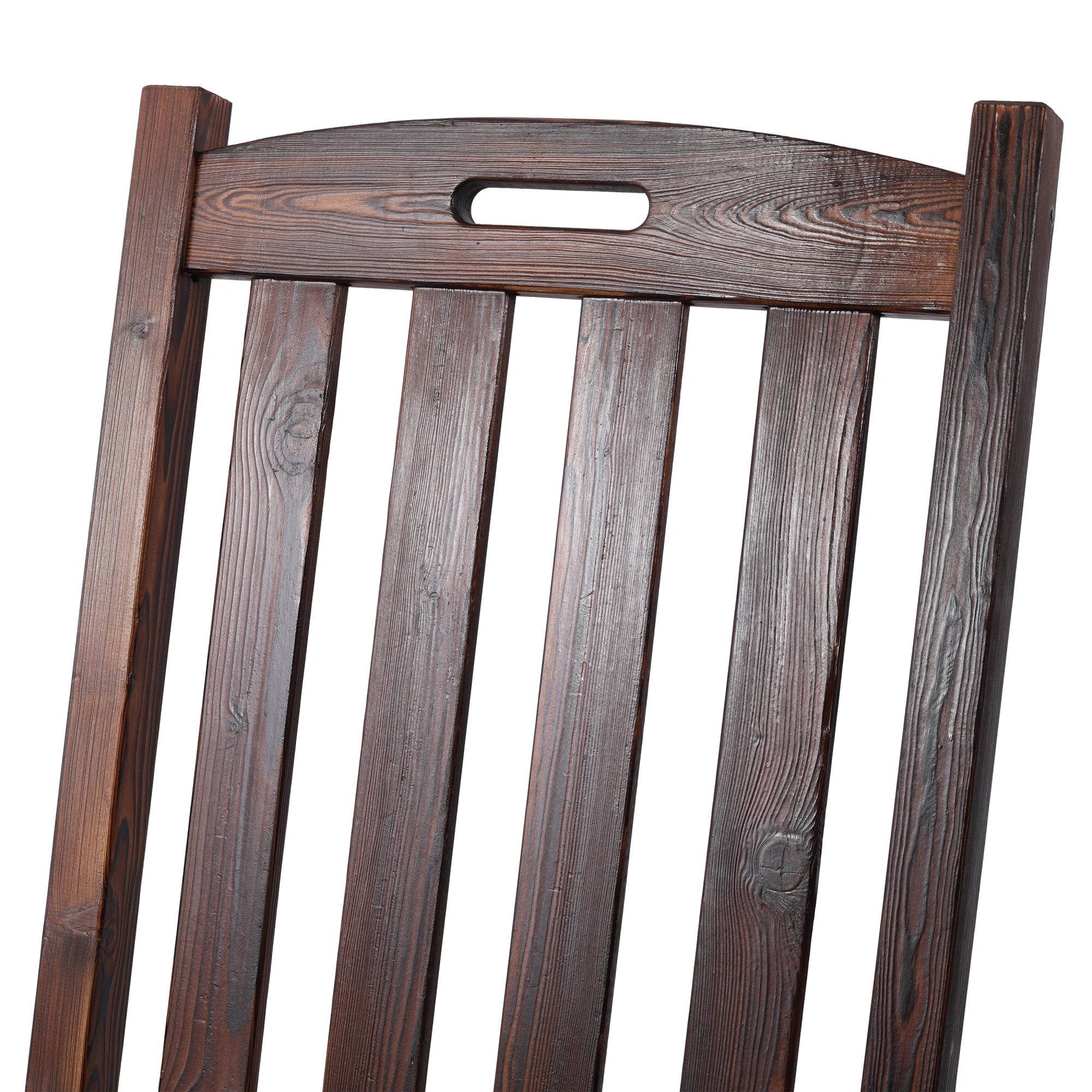 Oversized Wooden Porch Rocker Chair Brown - Wide Seat High Back Smooth Rocking Chair for Indoor Outdoor Use view 12