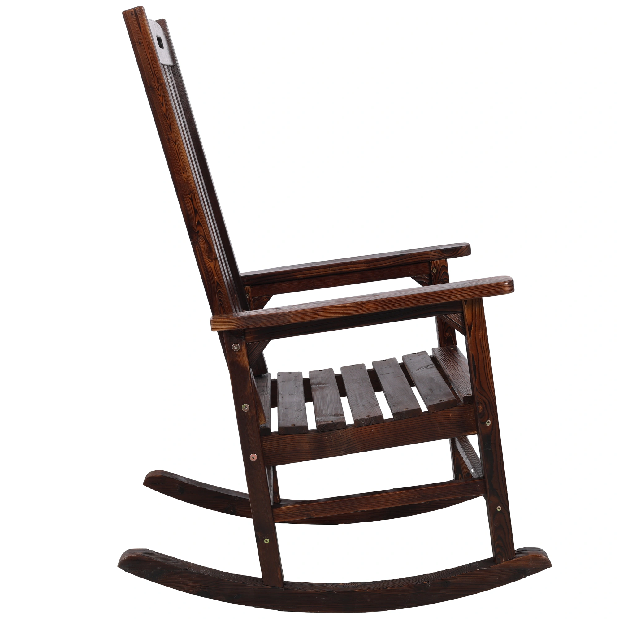 Oversized Wooden Porch Rocker Chair Brown - Wide Seat High Back Smooth Rocking Chair for Indoor Outdoor Use view 5