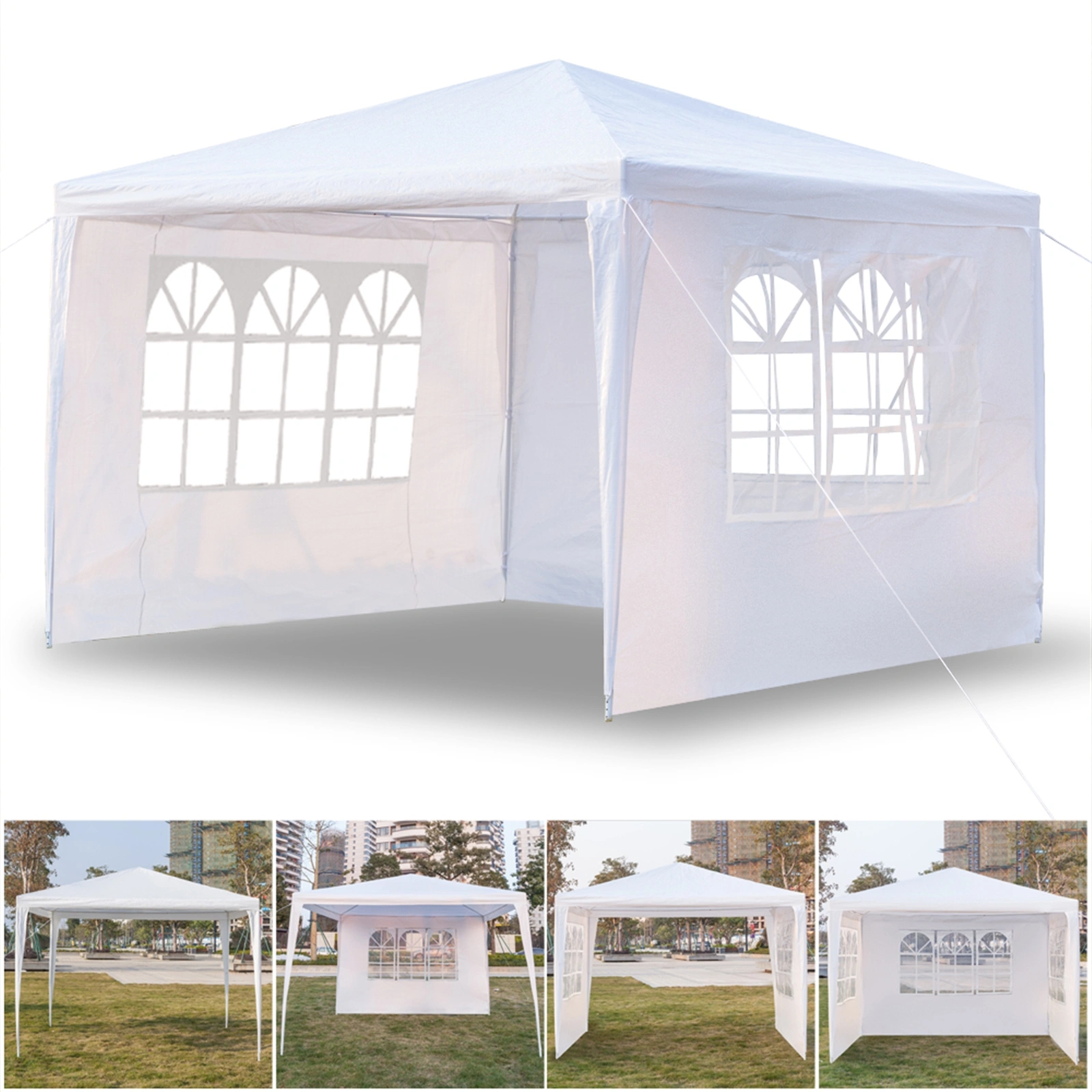 3 x 3m Three Sides Waterproof Tent with Spiral Tubes White view 2