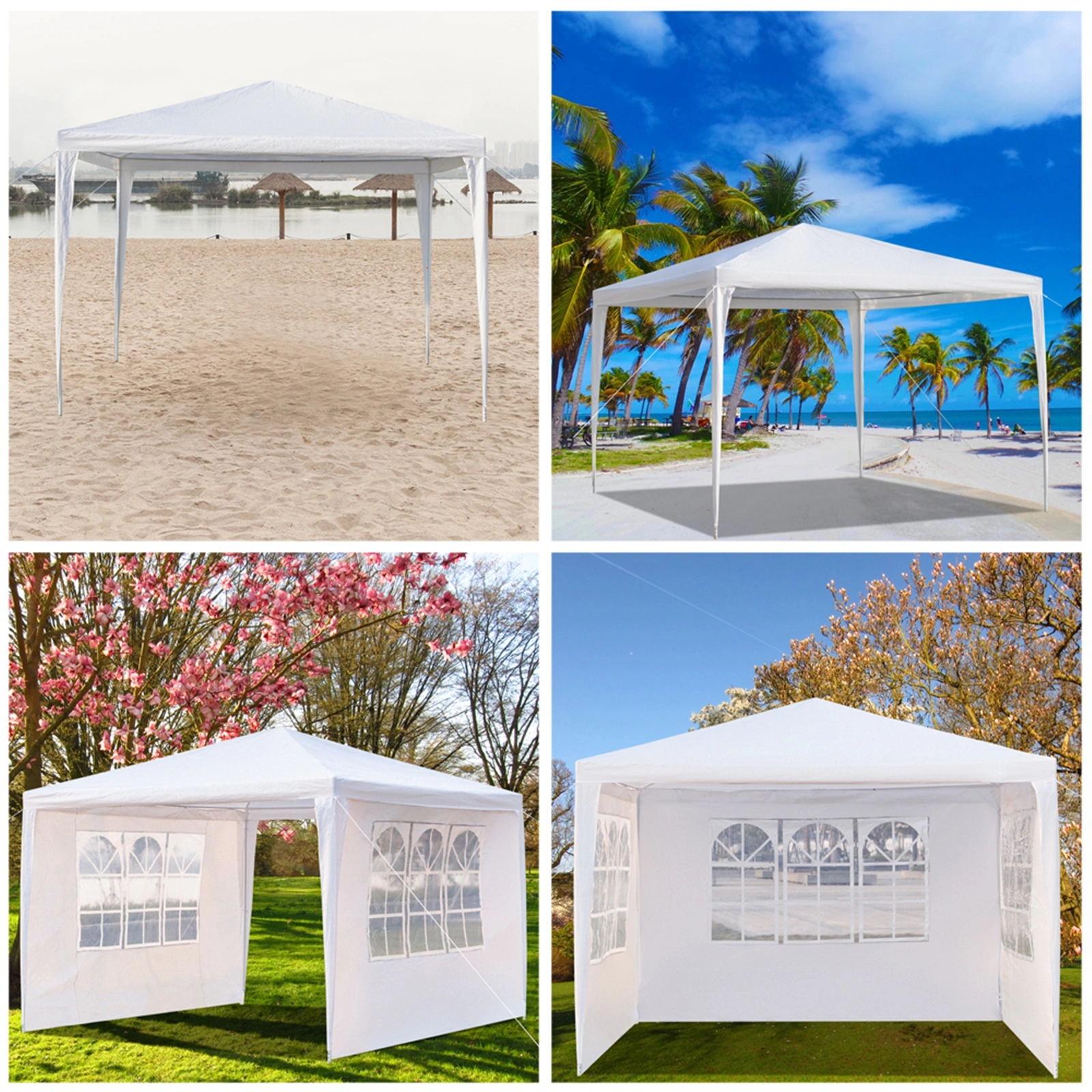 3 x 3m Three Sides Waterproof Tent with Spiral Tubes White view 33