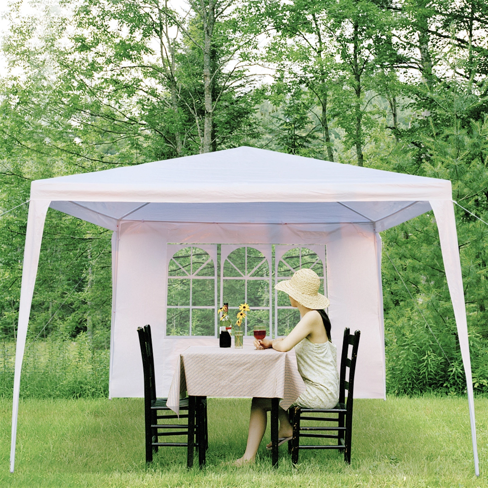 3 x 3m Three Sides Waterproof Tent with Spiral Tubes White view 35