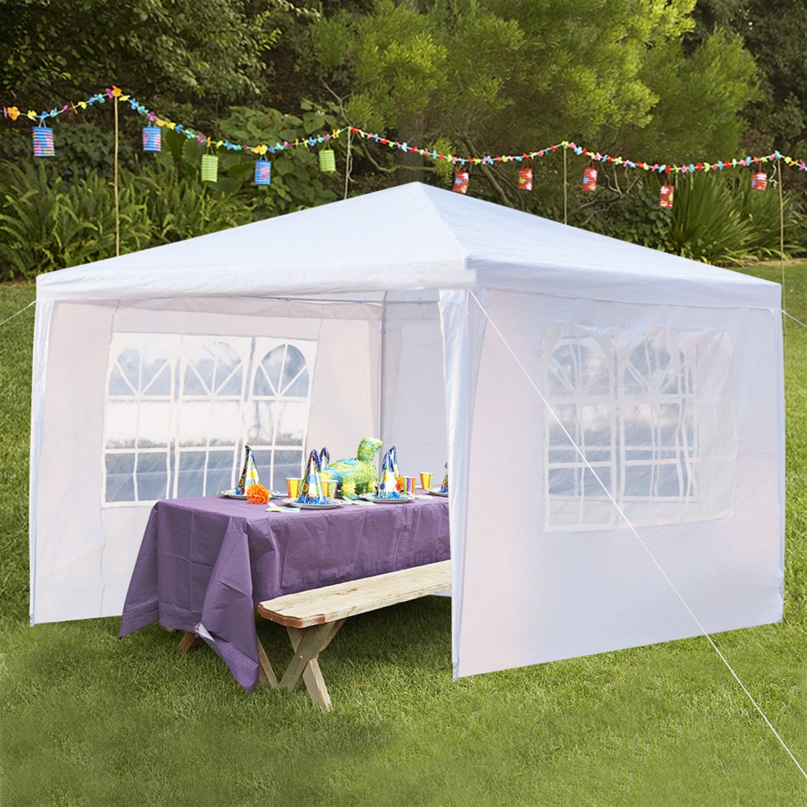 3 x 3m Three Sides Waterproof Tent with Spiral Tubes White view 38
