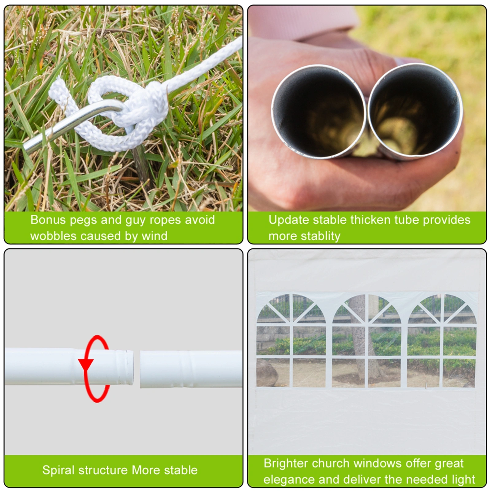 3 x 3m Three Sides Waterproof Tent with Spiral Tubes White view 39