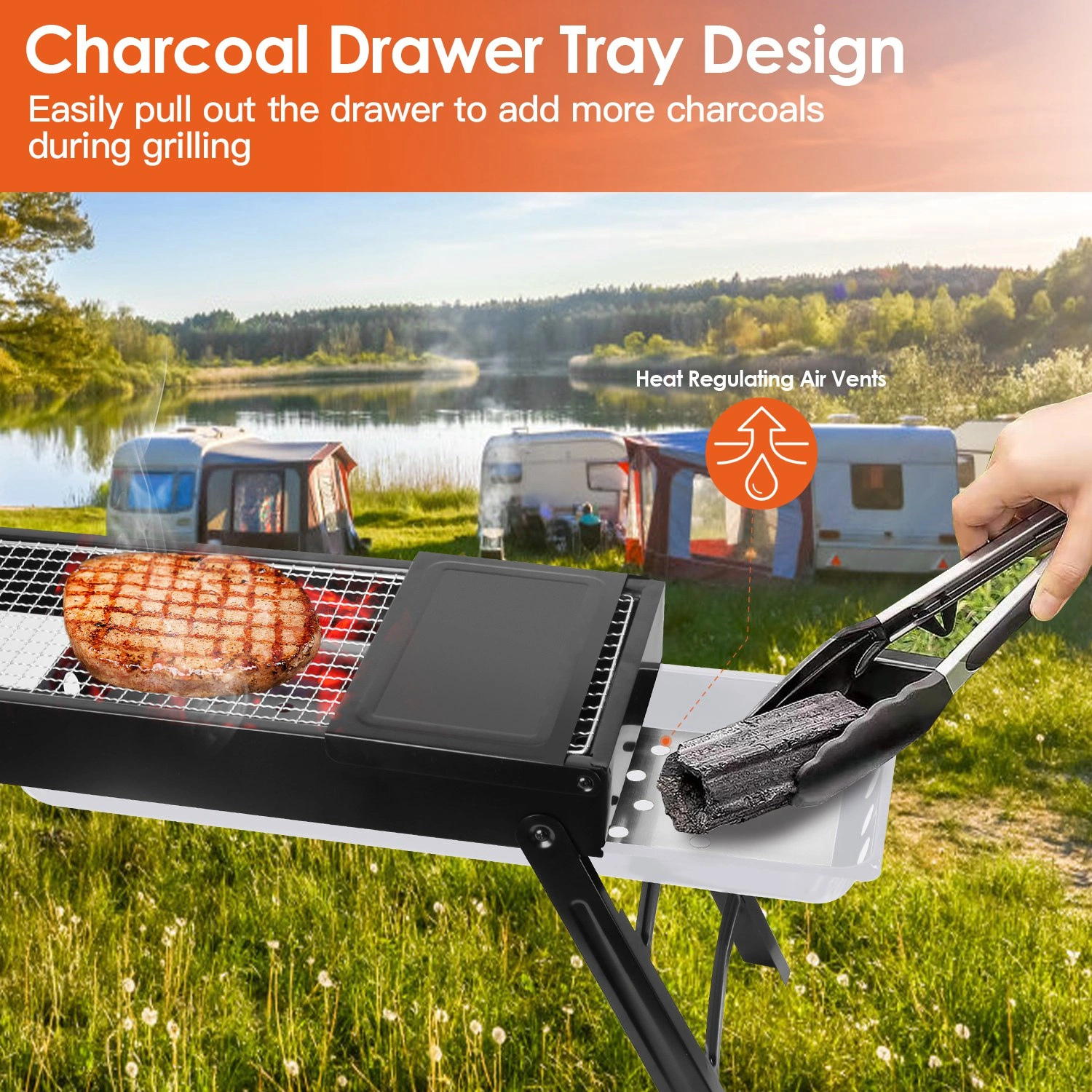 Portable BBQ Griddle, Foldable Kabob Barbecue for Outdoor Hibachi BBQ Lamb Skewer Camping Barbecue Grill in Garden Backyard Party Picnic Travel(No shipments on weekends) view 5