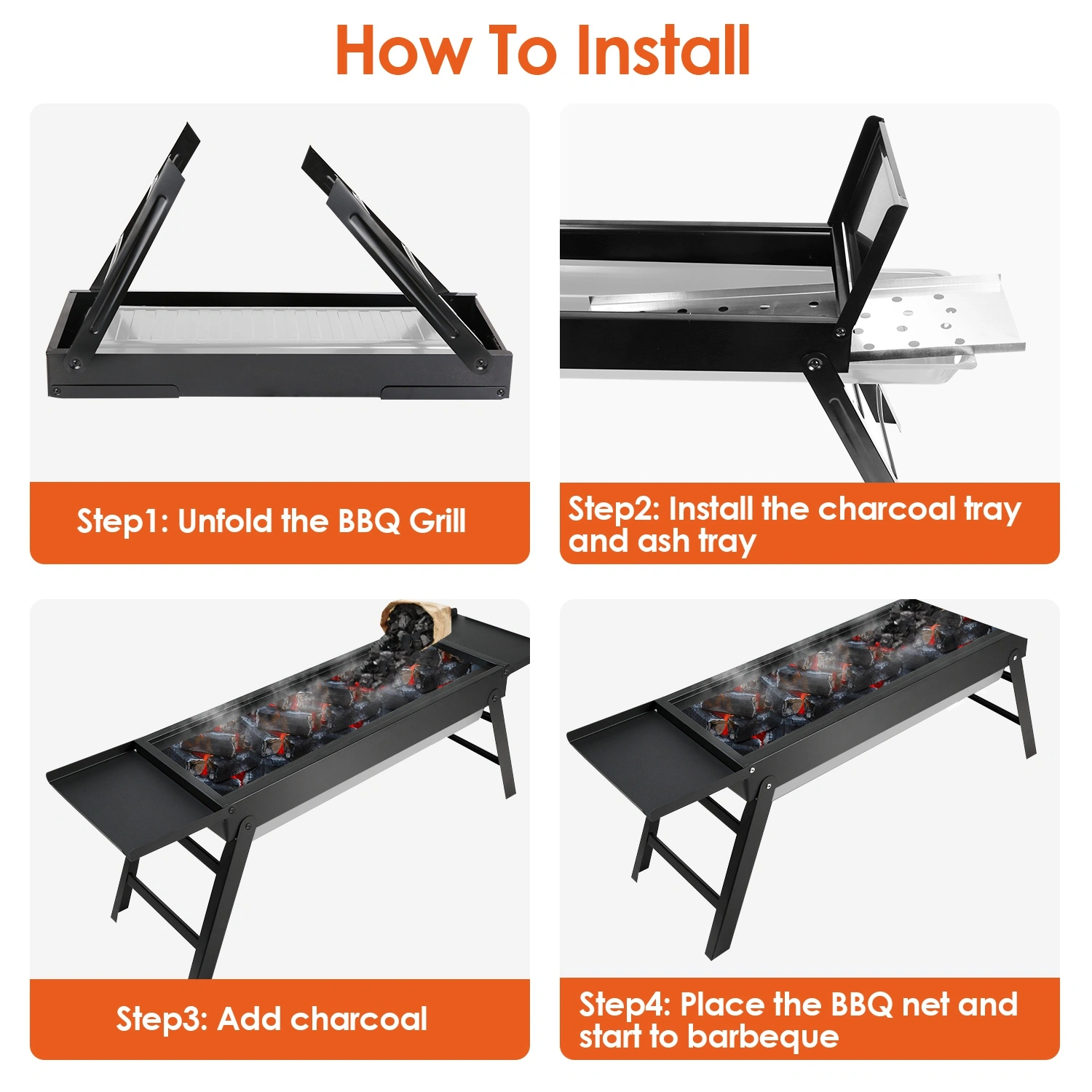 Portable BBQ Griddle, Foldable Kabob Barbecue for Outdoor Hibachi BBQ Lamb Skewer Camping Barbecue Grill in Garden Backyard Party Picnic Travel(No shipments on weekends) view 6