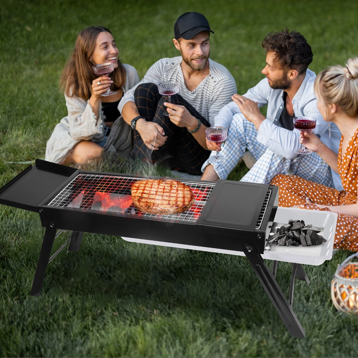 Portable BBQ Griddle, Foldable Kabob Barbecue for Outdoor Hibachi BBQ Lamb Skewer Camping Barbecue Grill in Garden Backyard Party Picnic Travel(No shipments on weekends) view 9