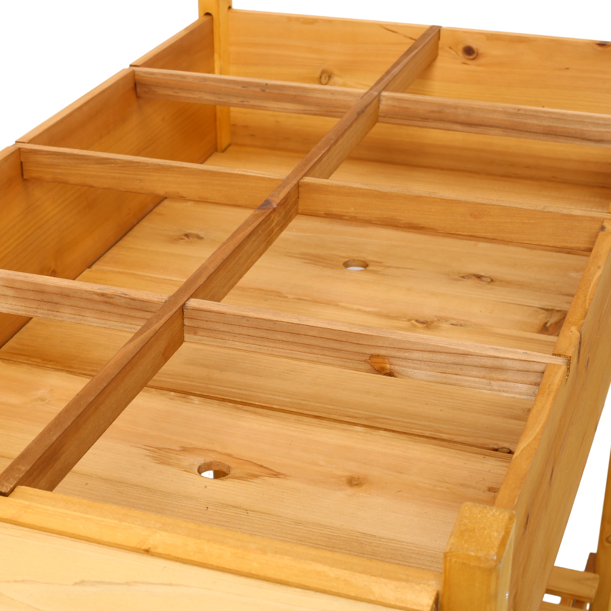 8 Pockets Horticulture Raised Garden Bed Elevated Wood Planter Box Stand with Foldable Side Table and Storage Shelf for Herb/Vegetables/Flowers view 5