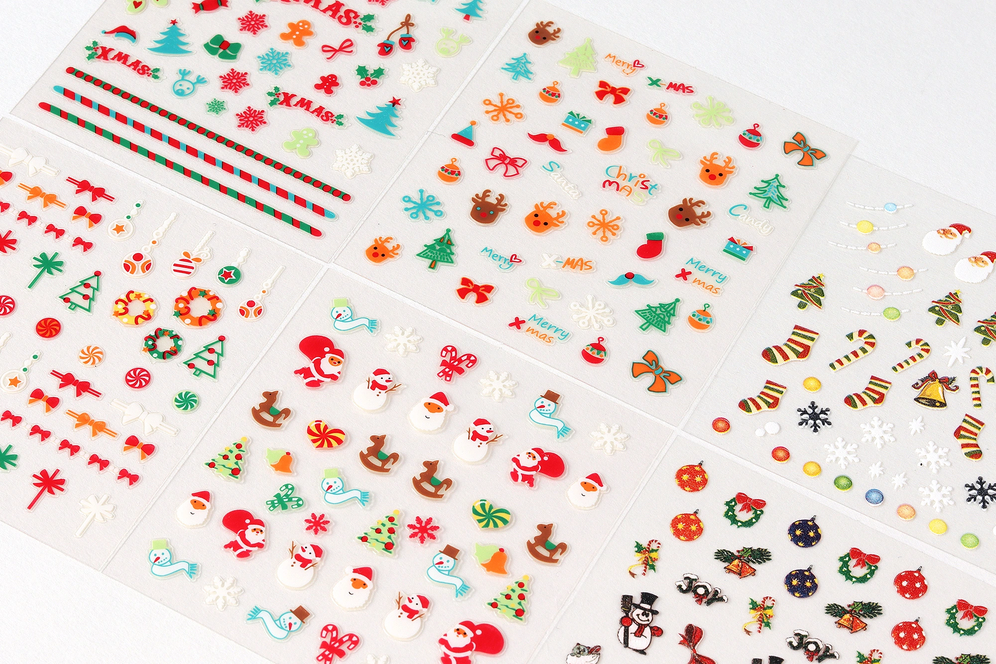 GlossyBlossom 3D Christmas Nail Stickers – Korean Made Holiday Nail Art Decals for Festive DIY Manicure, Santa, Reindeer, Snowflake & Tree Designs view 2
