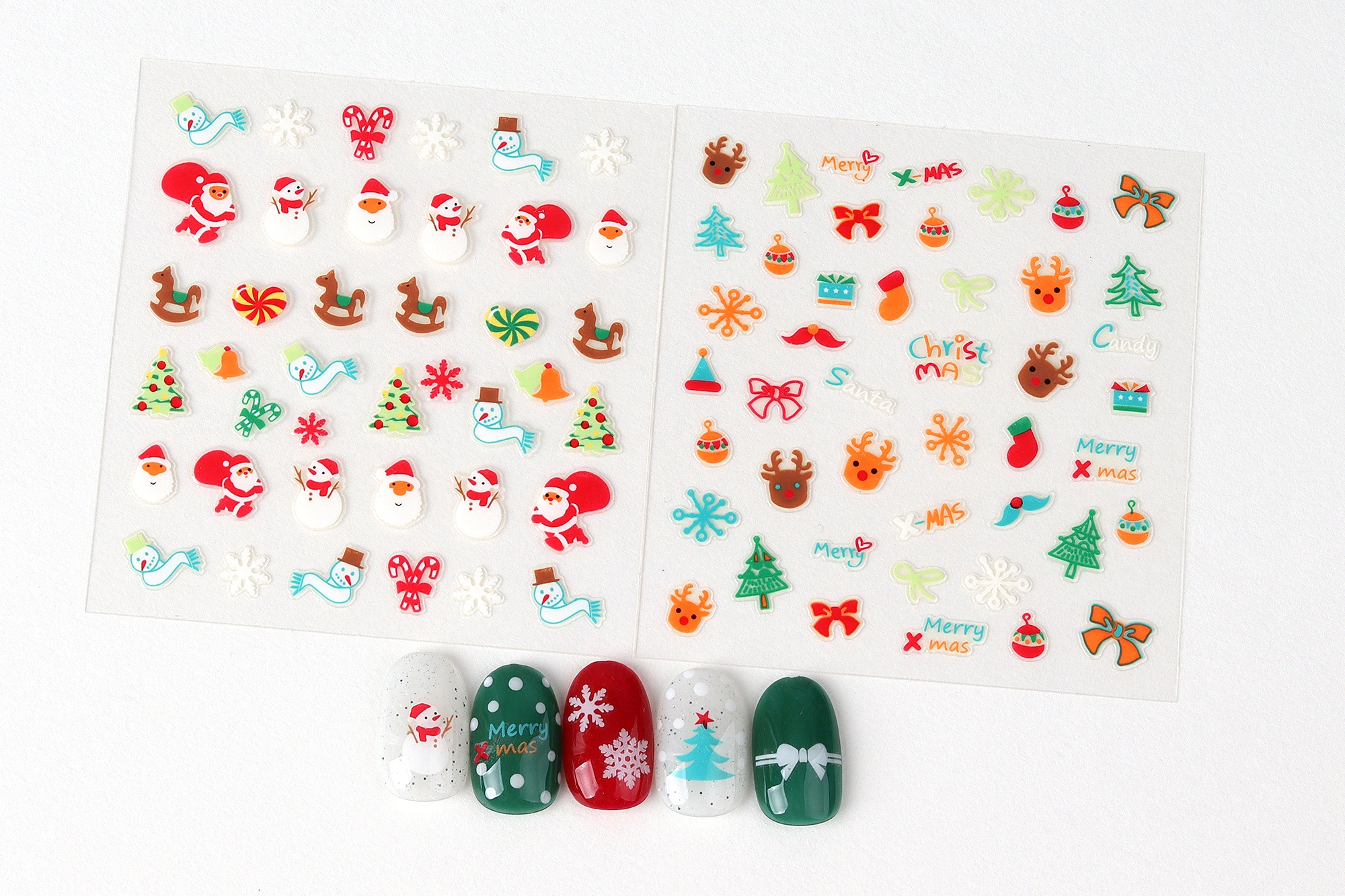 GlossyBlossom 3D Christmas Nail Stickers – Korean Made Holiday Nail Art Decals for Festive DIY Manicure, Santa, Reindeer, Snowflake & Tree Designs view 3