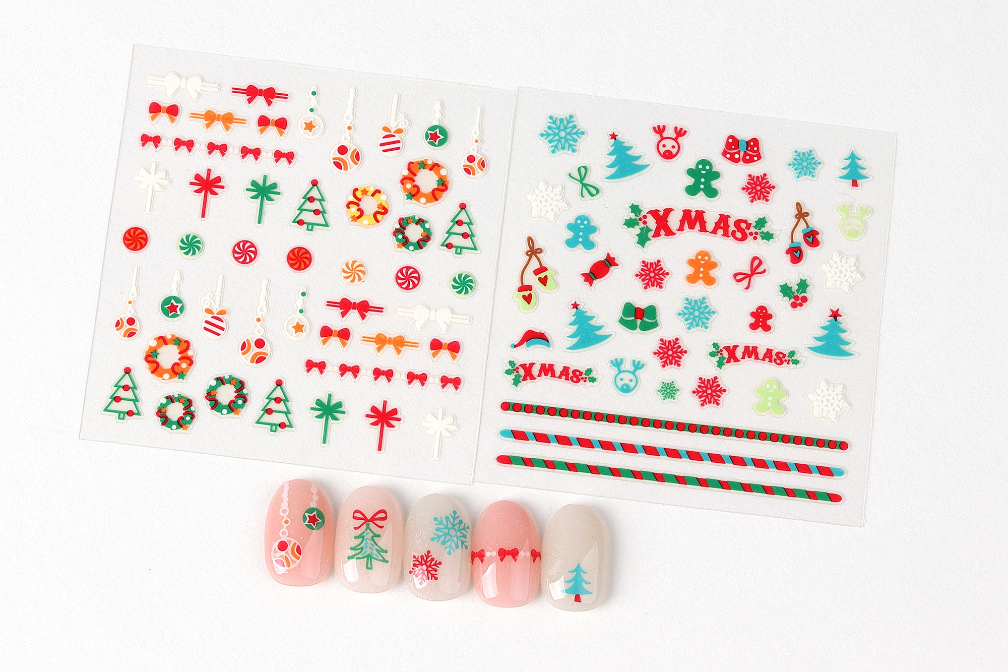 GlossyBlossom 3D Christmas Nail Stickers – Korean Made Holiday Nail Art Decals for Festive DIY Manicure, Santa, Reindeer, Snowflake & Tree Designs view 4