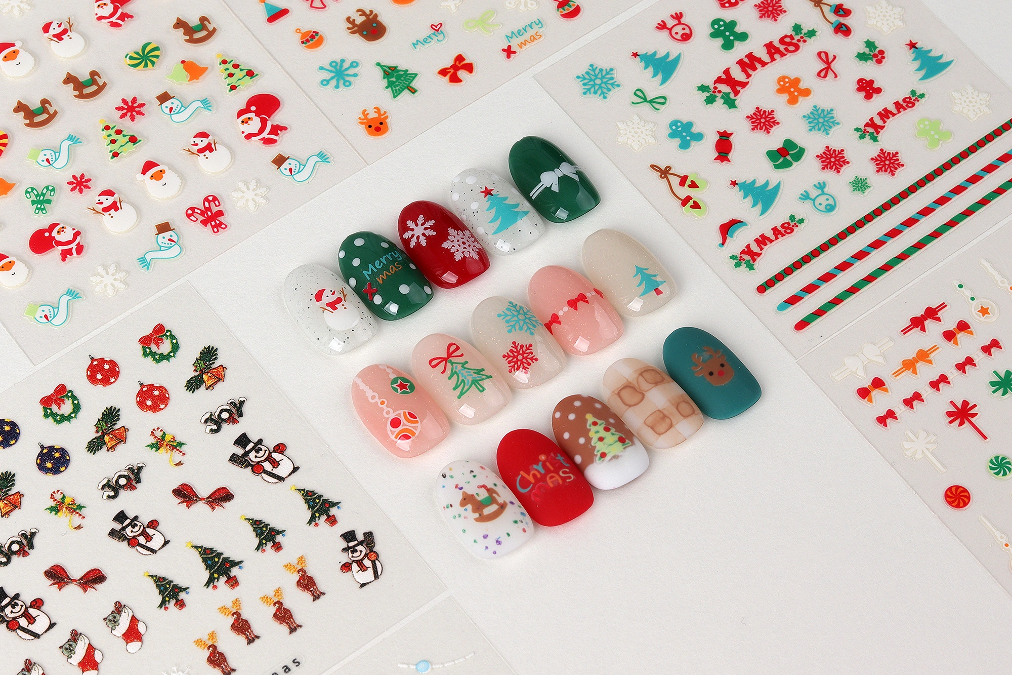 GlossyBlossom 3D Christmas Nail Stickers – Korean Made Holiday Nail Art Decals for Festive DIY Manicure, Santa, Reindeer, Snowflake & Tree Designs view 8